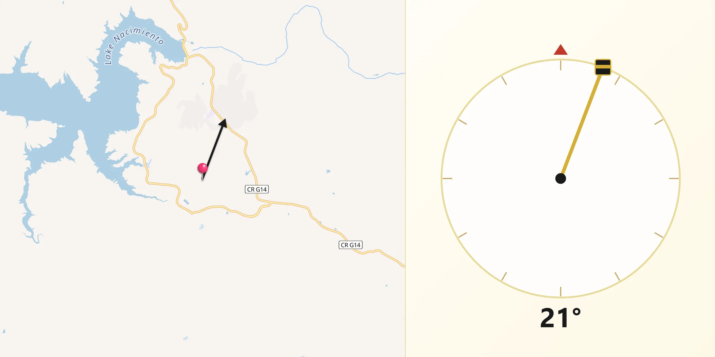 Qibla Direction from Lake Nacimiento