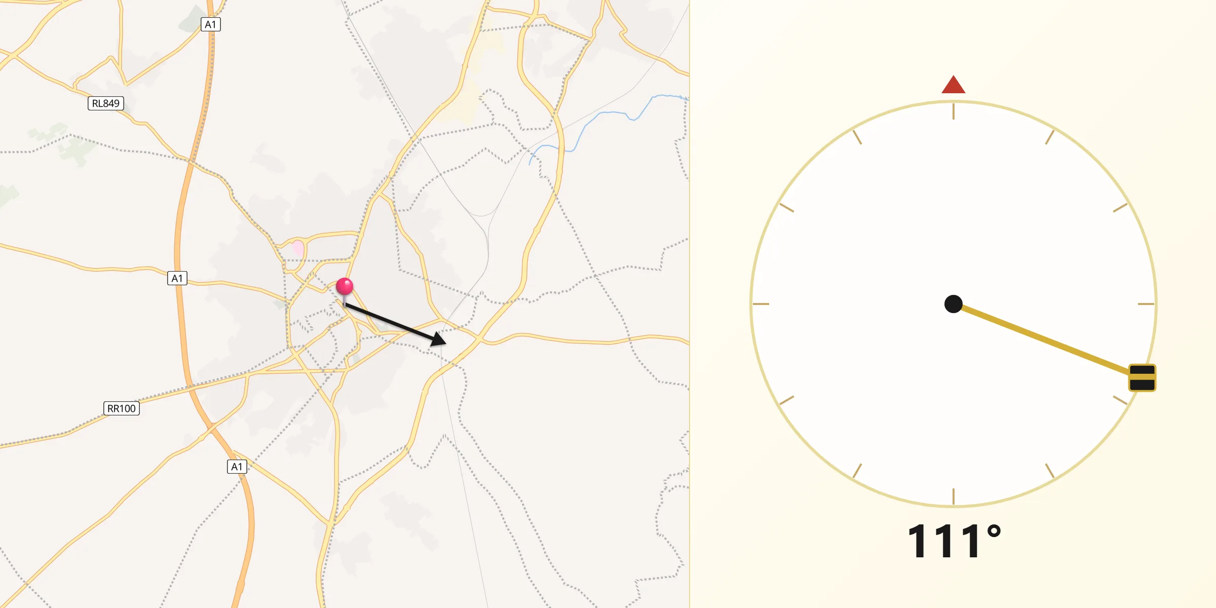 Direction vers la Qibla depuis M'saken