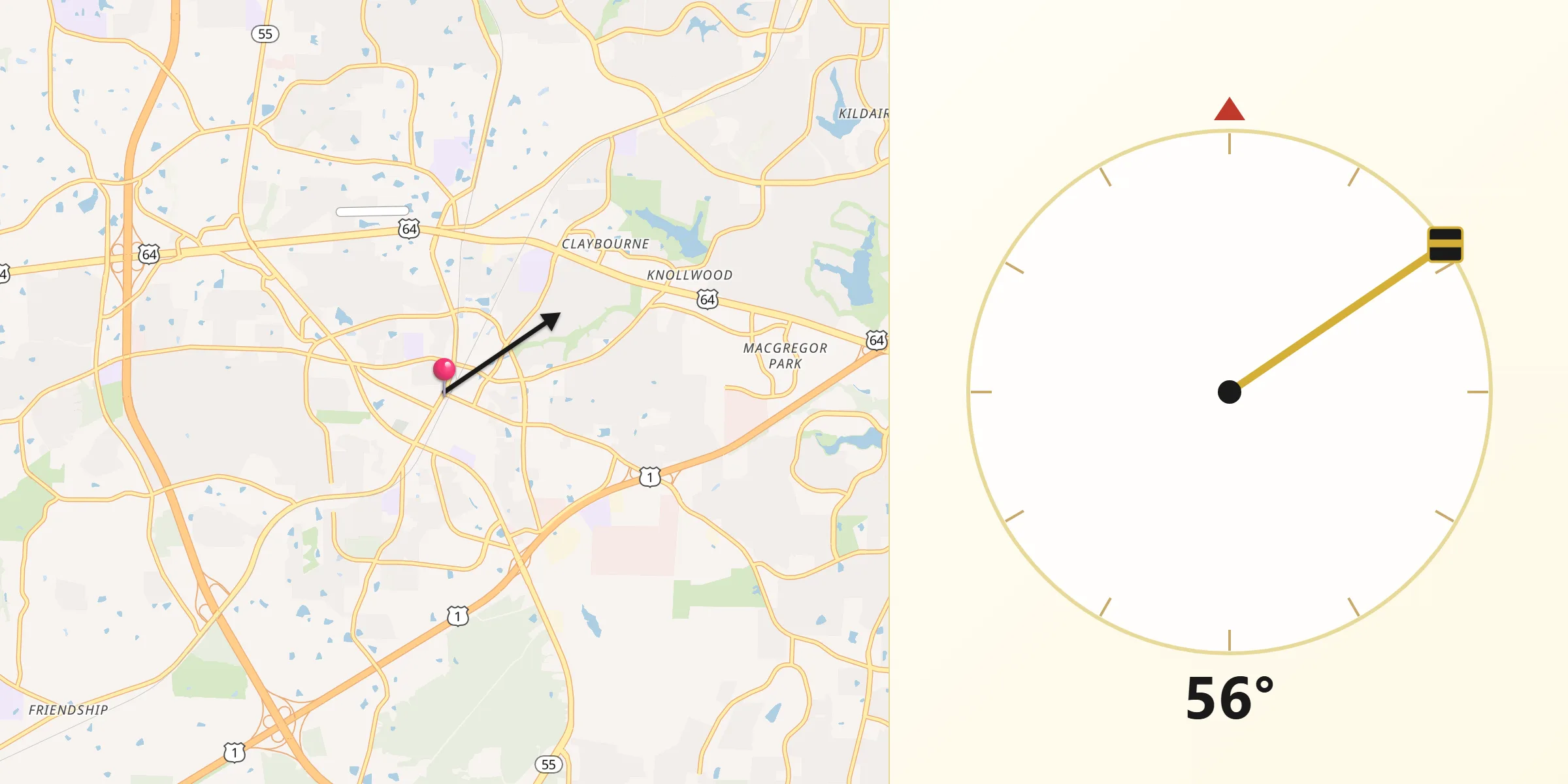 Qibla Direction from Apex