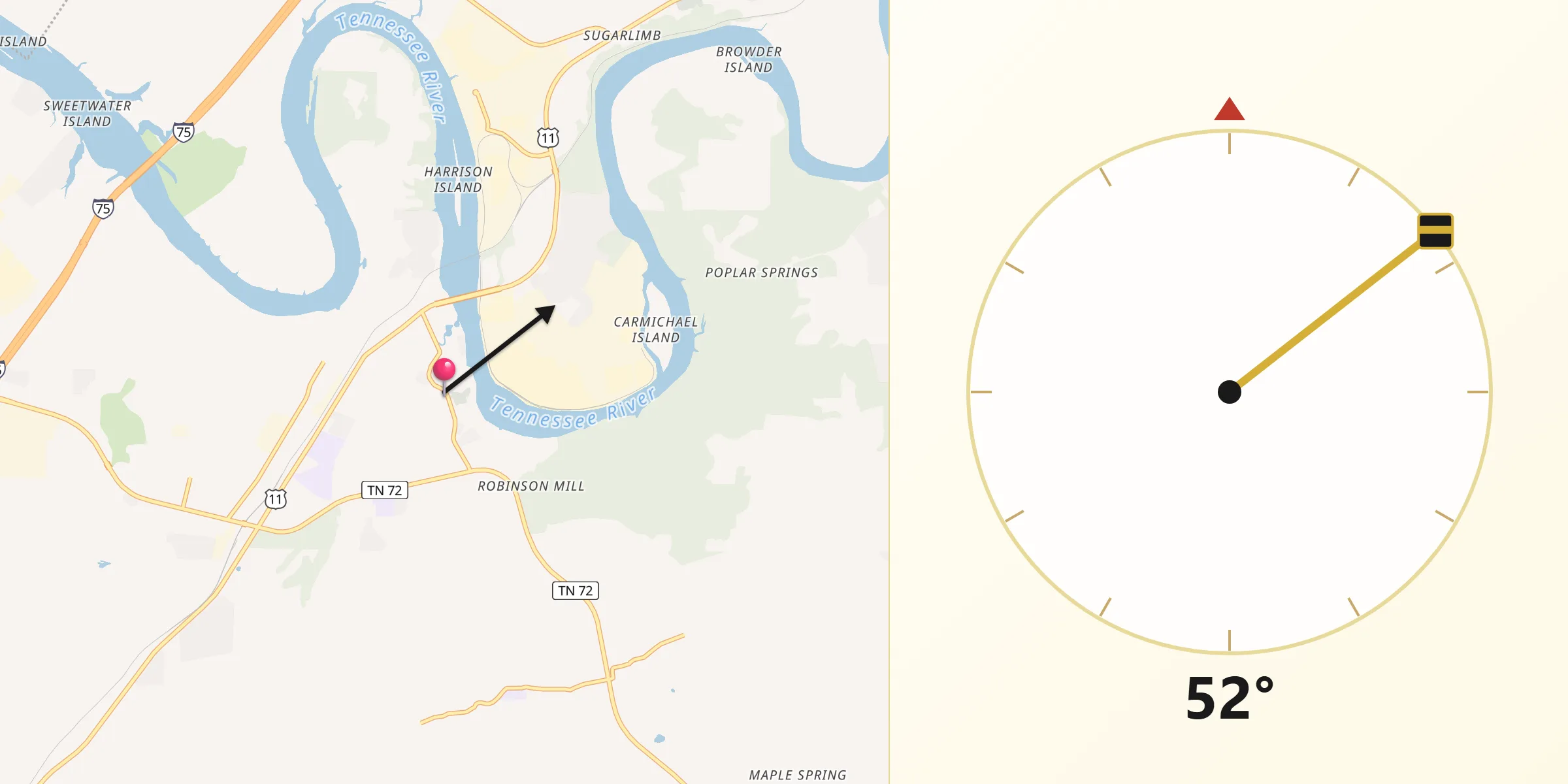 Qibla Direction from Loudon