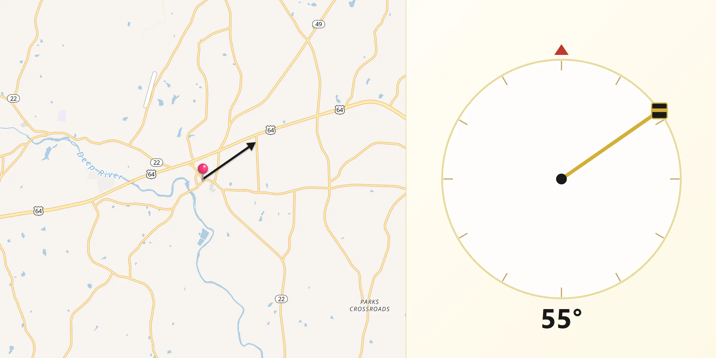 Qibla Direction from Ramseur