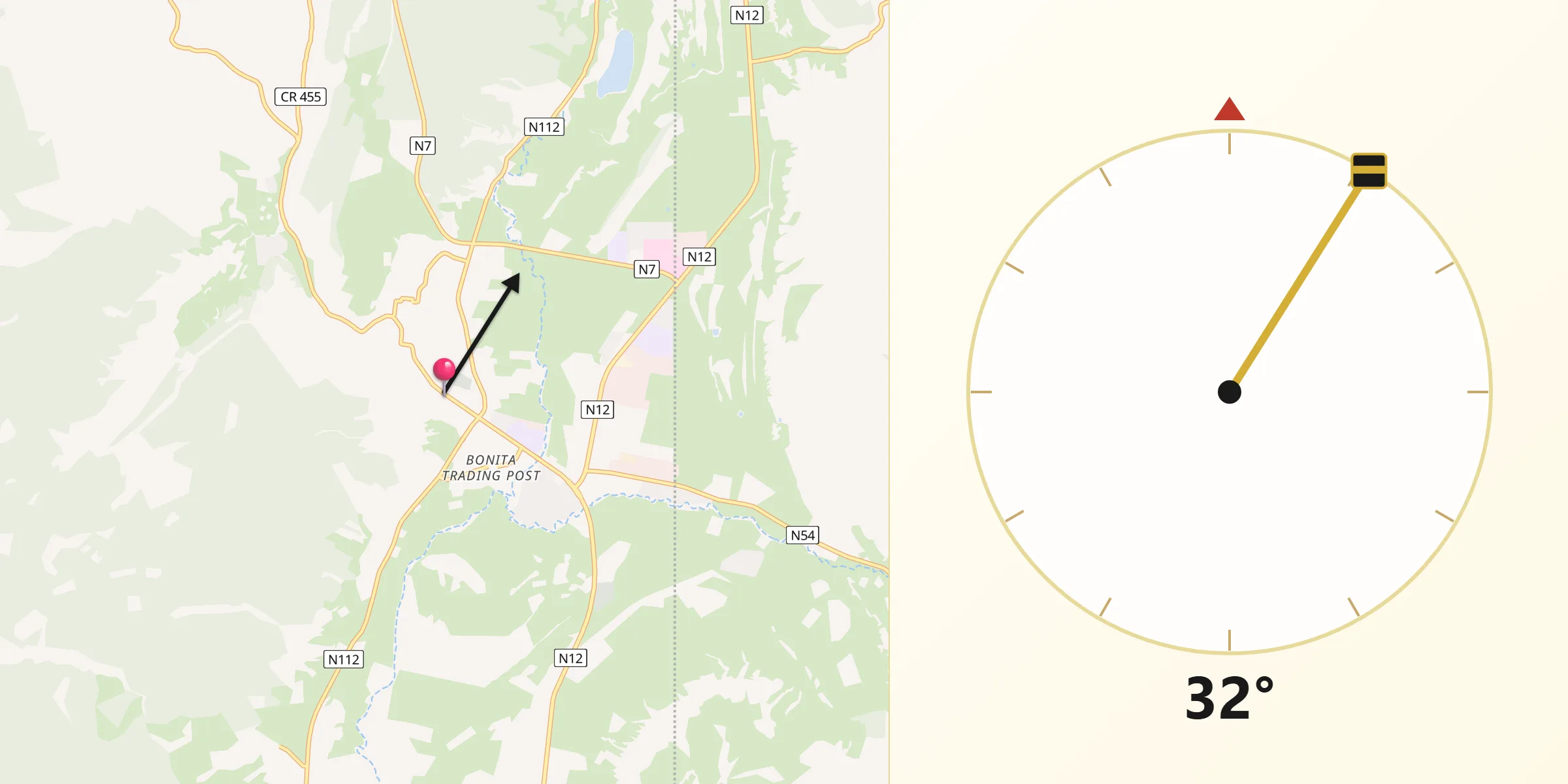 Qibla Direction from Fort Defiance