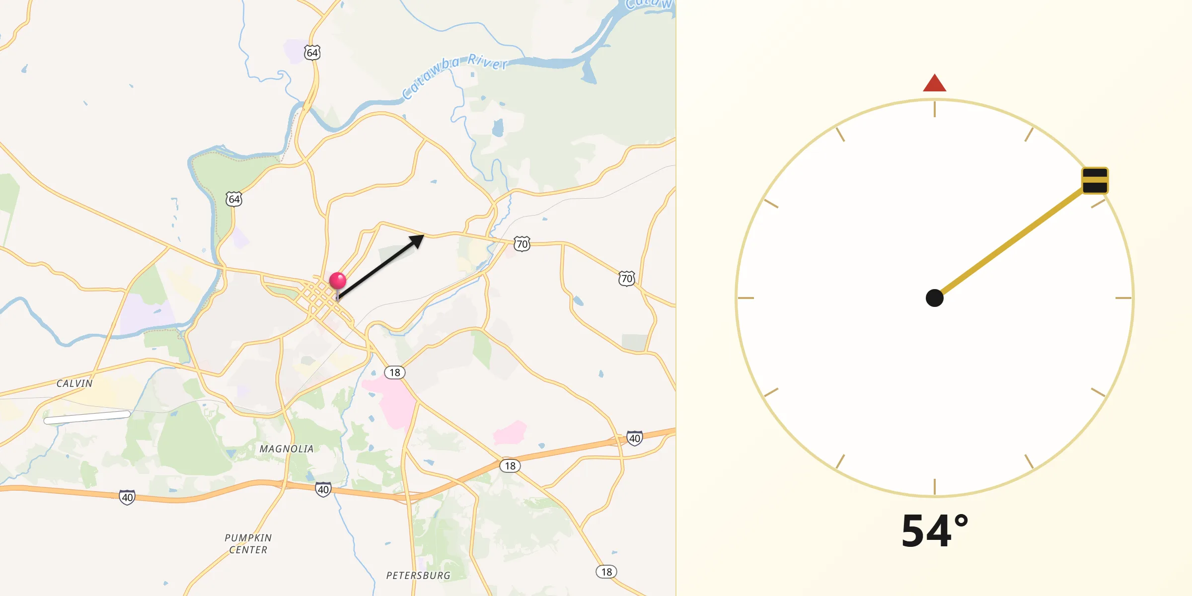 Qibla Direction from Morganton