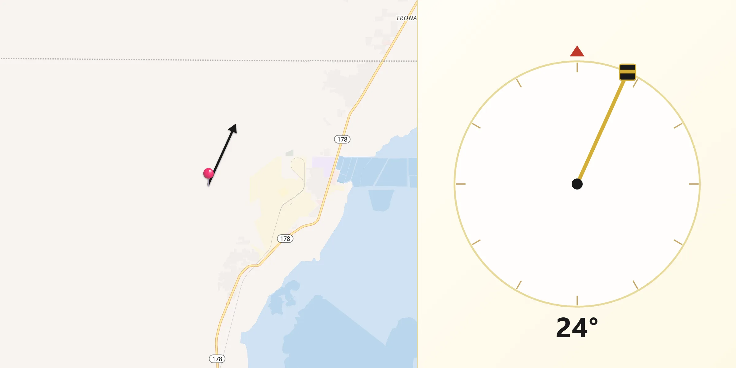 Qibla Direction from Searles Valley