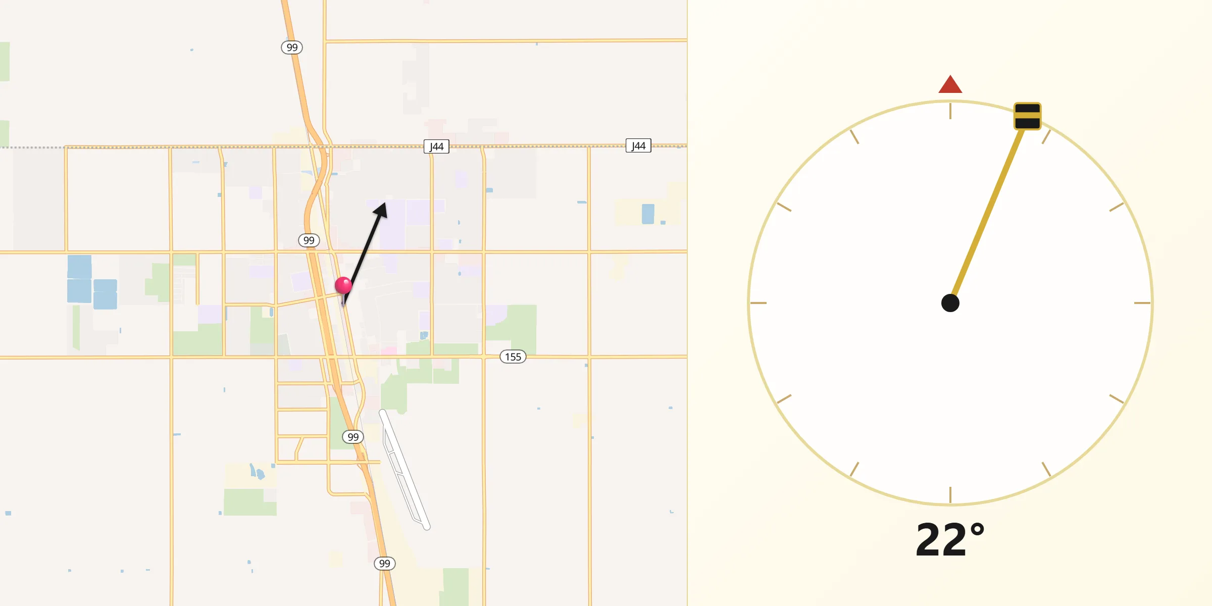 Qibla Direction from Delano
