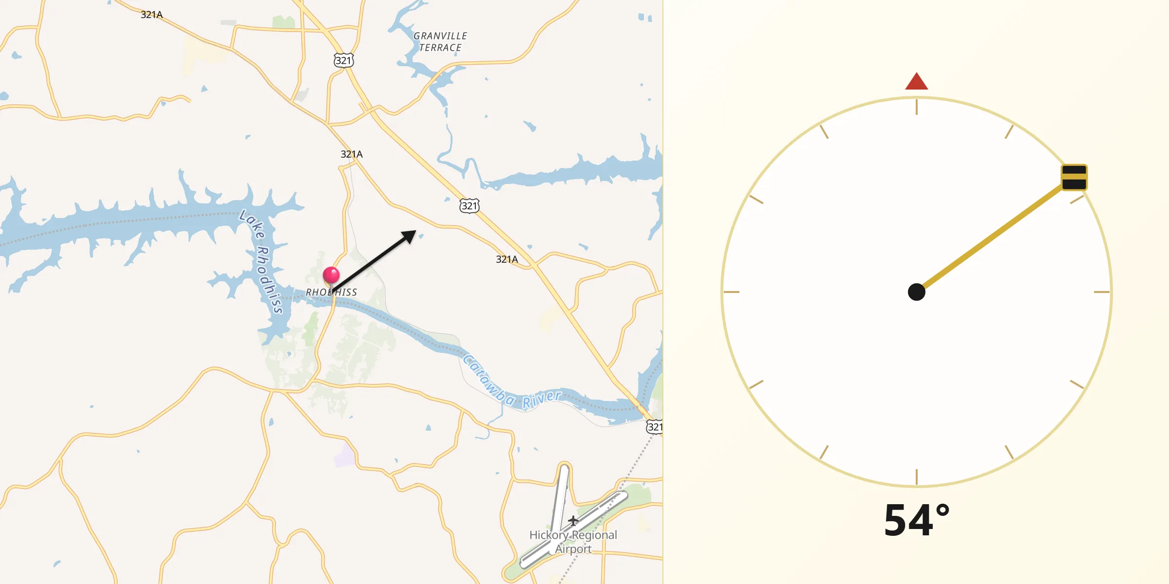 Qibla Direction from Rhodhiss