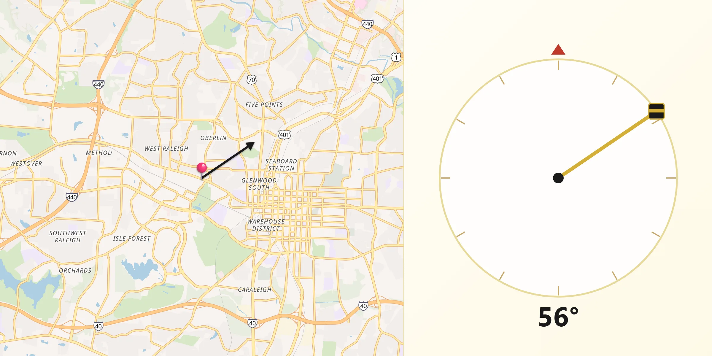 Qibla Direction from West Raleigh