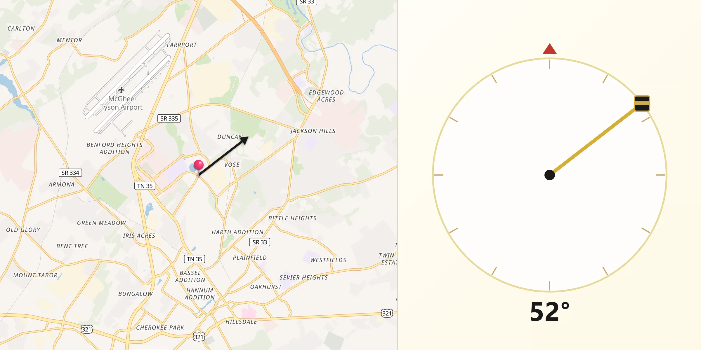 Qibla Direction from Alcoa