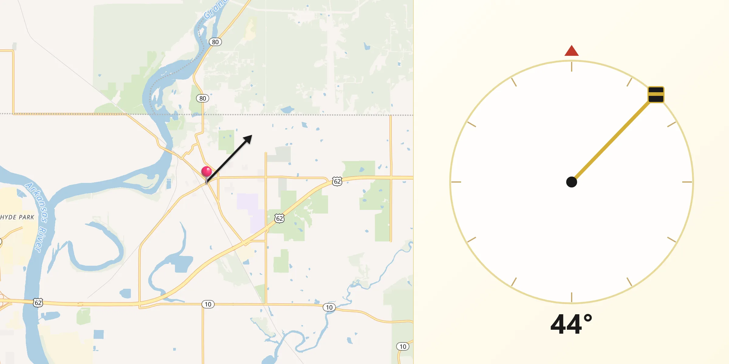Qibla Direction from Fort Gibson