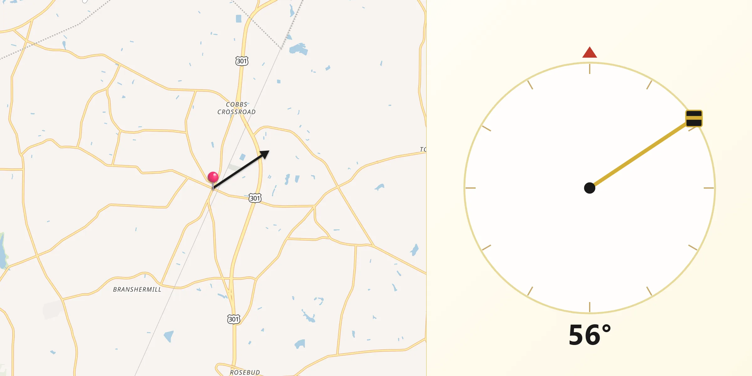 Qibla Direction from Elm City