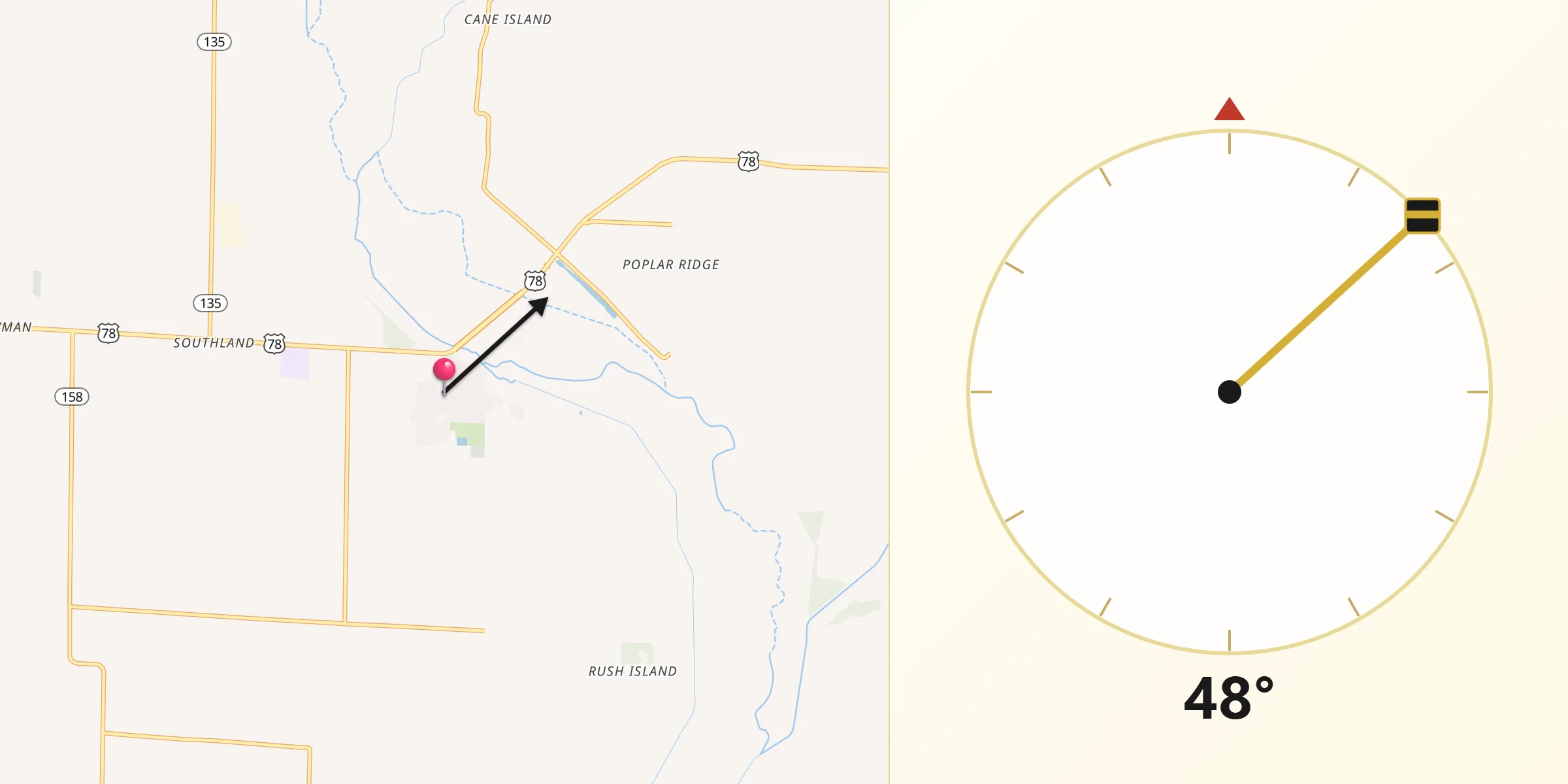 Qibla Direction from Lake City