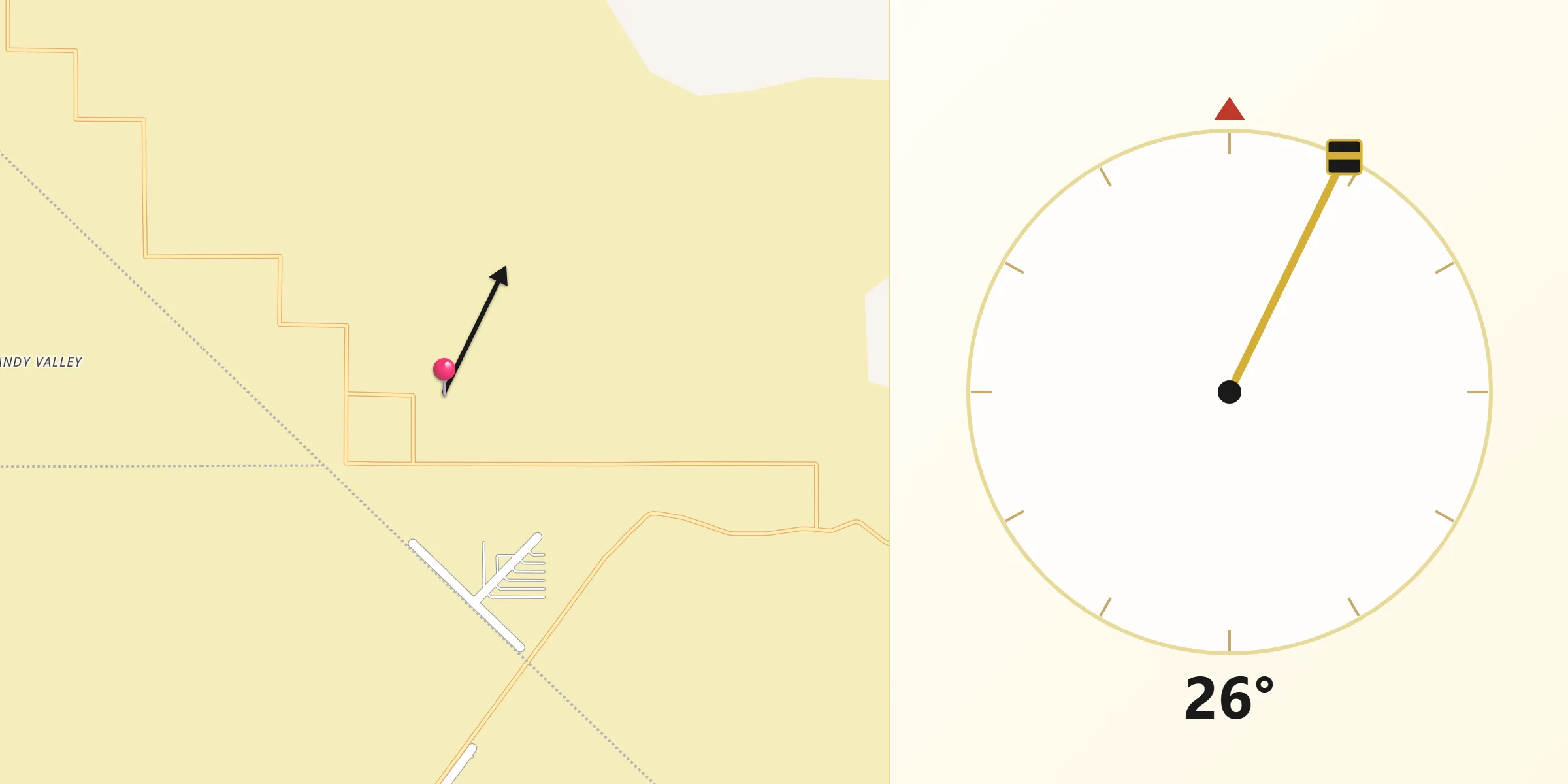 Qibla Direction from Sandy Valley