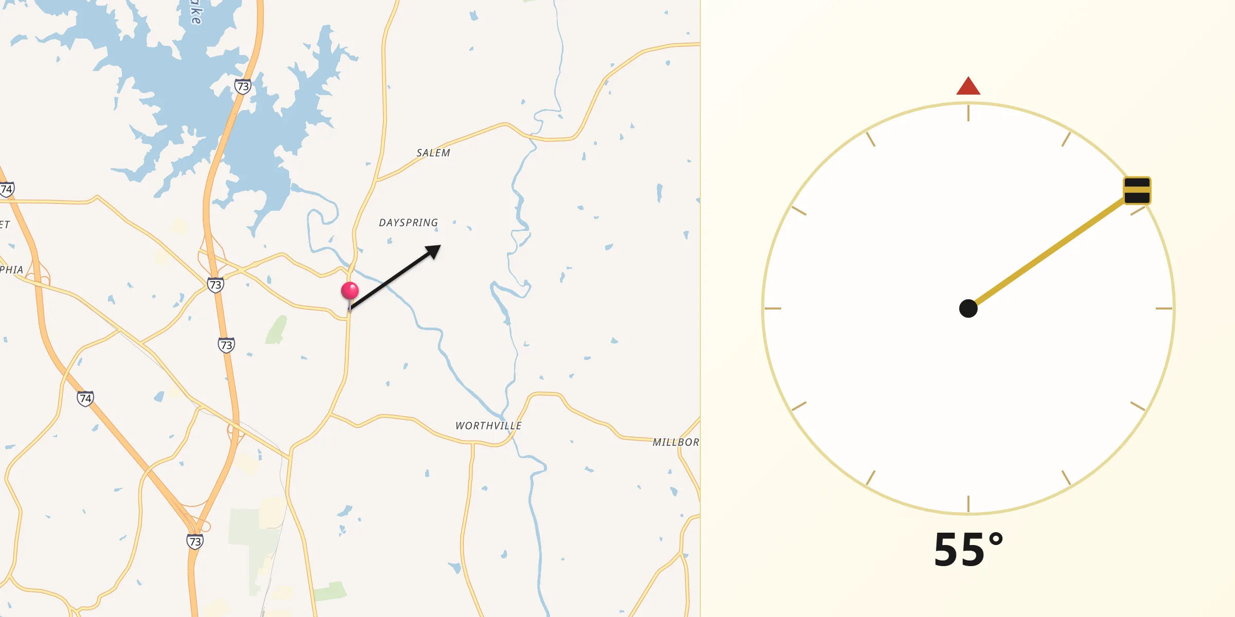 Qibla Direction from Randleman