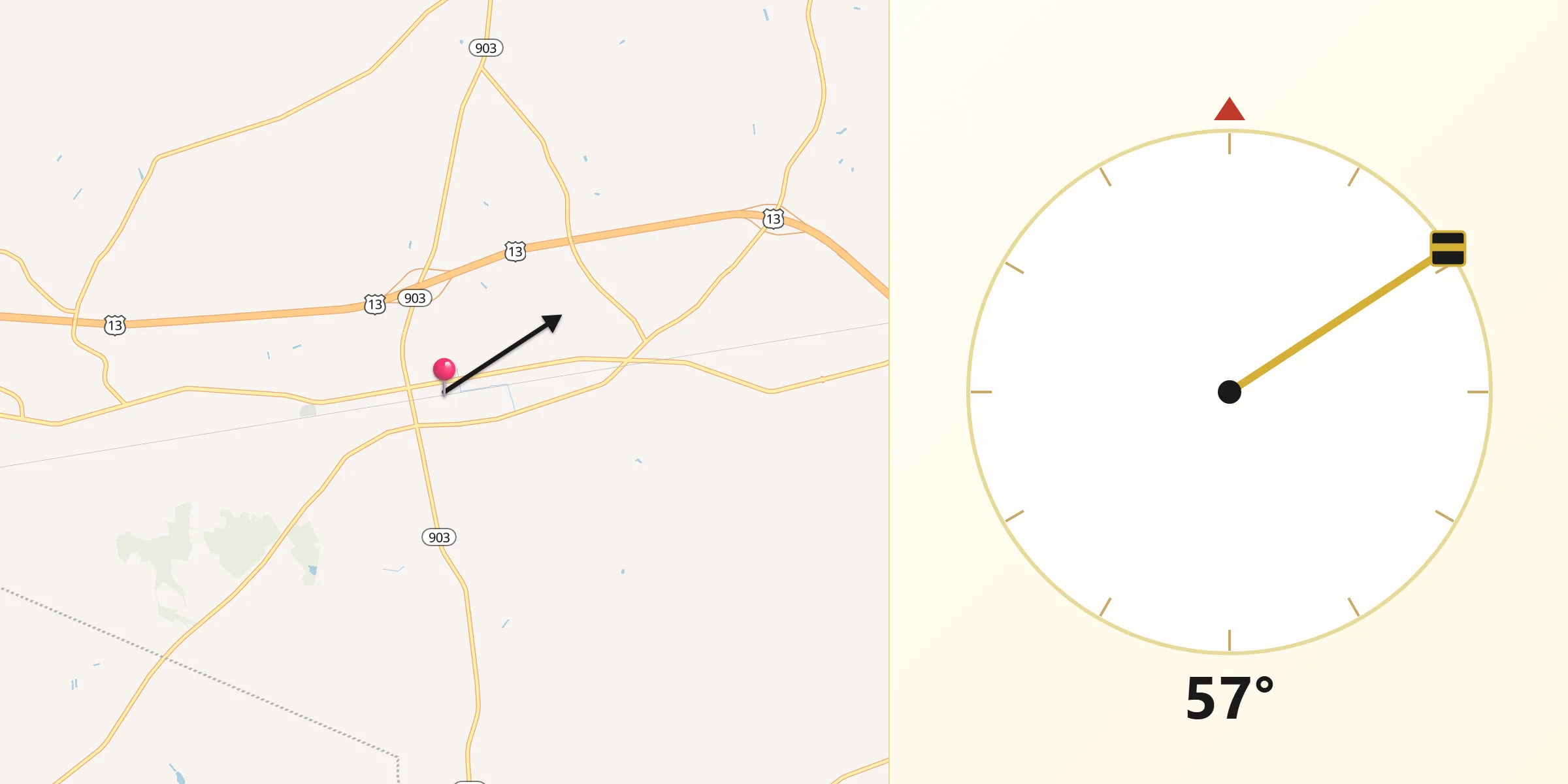 Qibla Direction from Robersonville