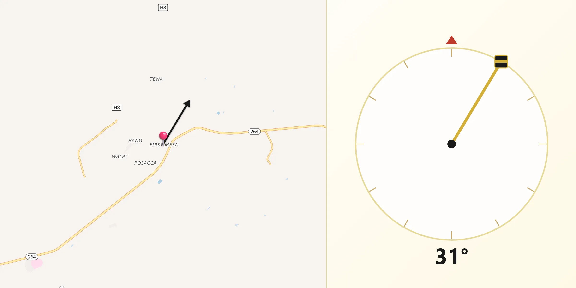 Qibla Direction from First Mesa
