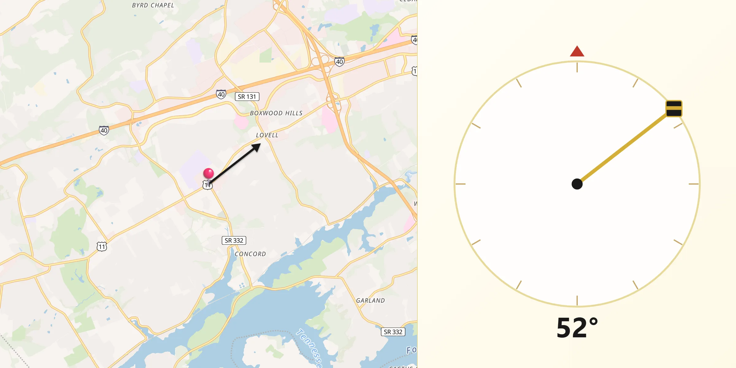 Qibla Direction from Farragut