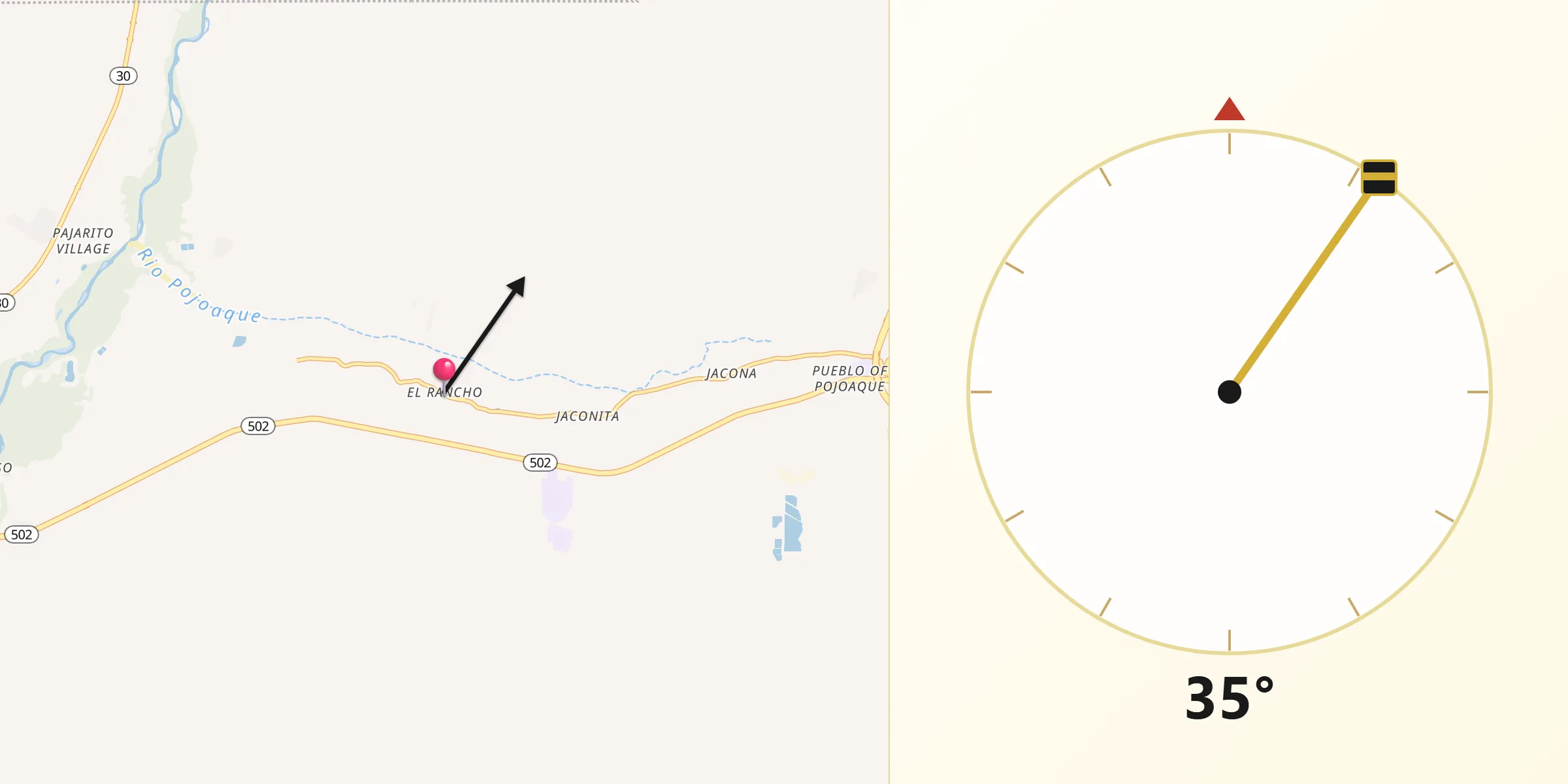 Qibla Direction from El Rancho