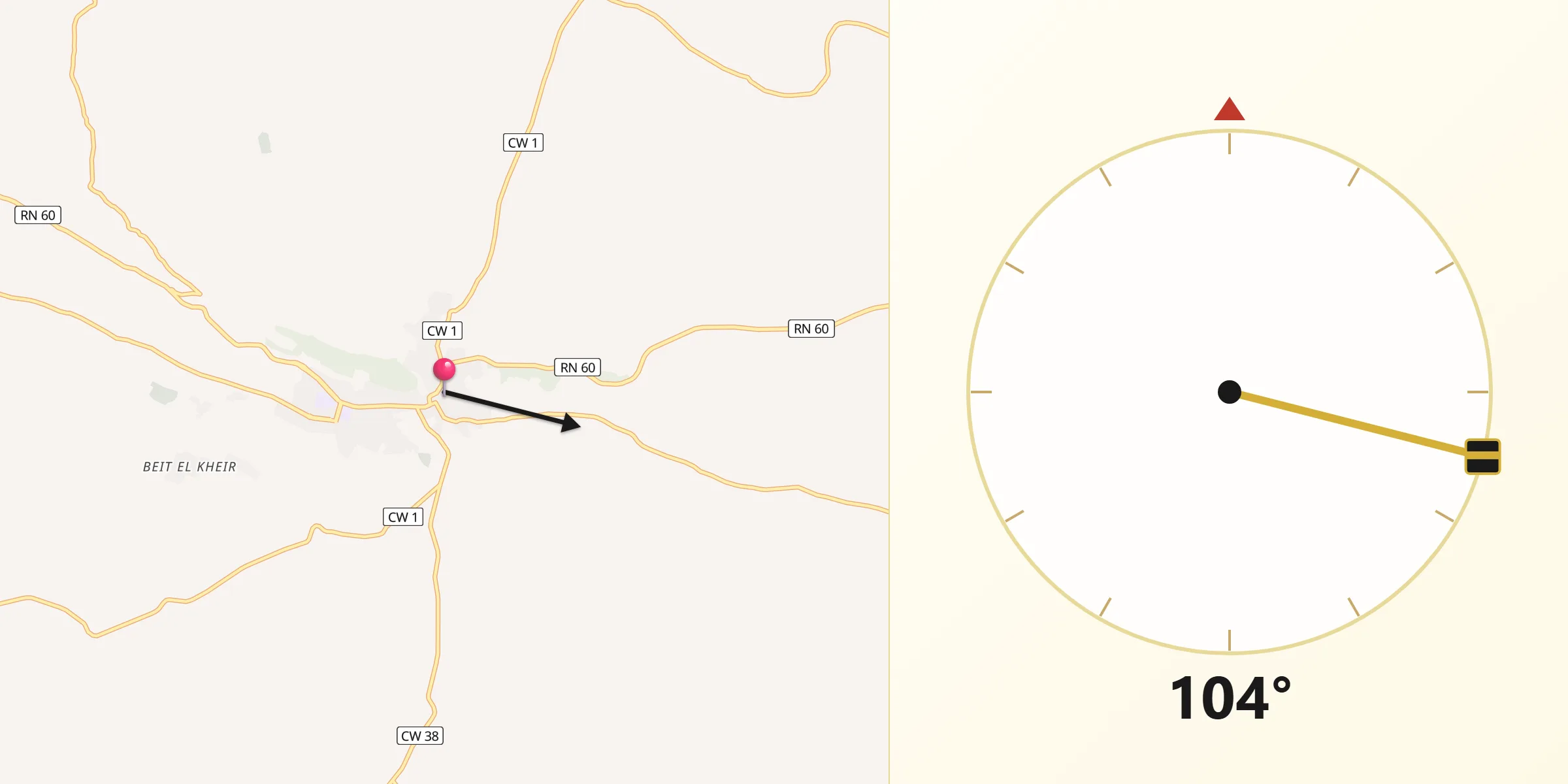 اتجاه القبلة من عين بوسيف