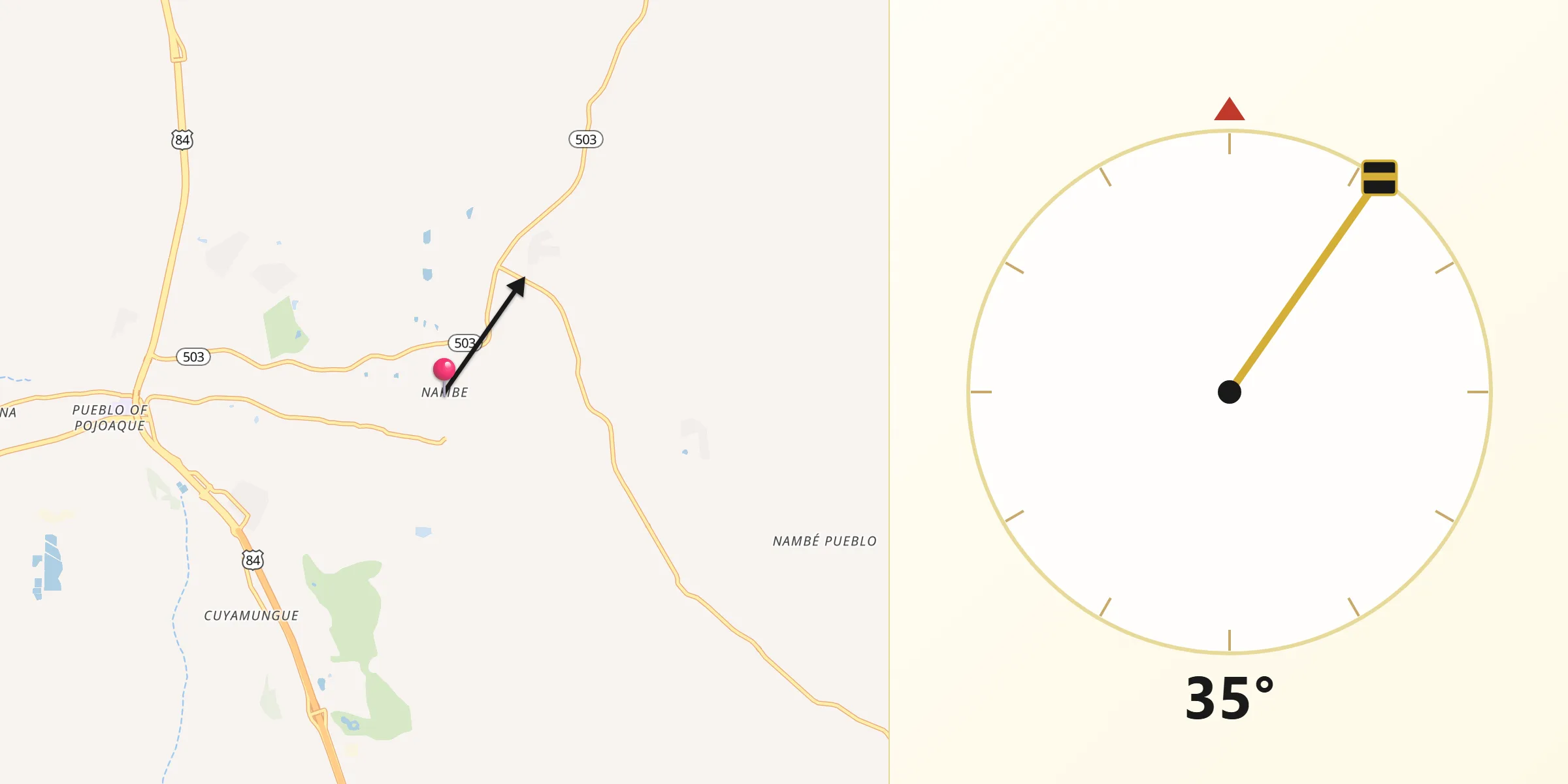 Qibla Direction from Nambe