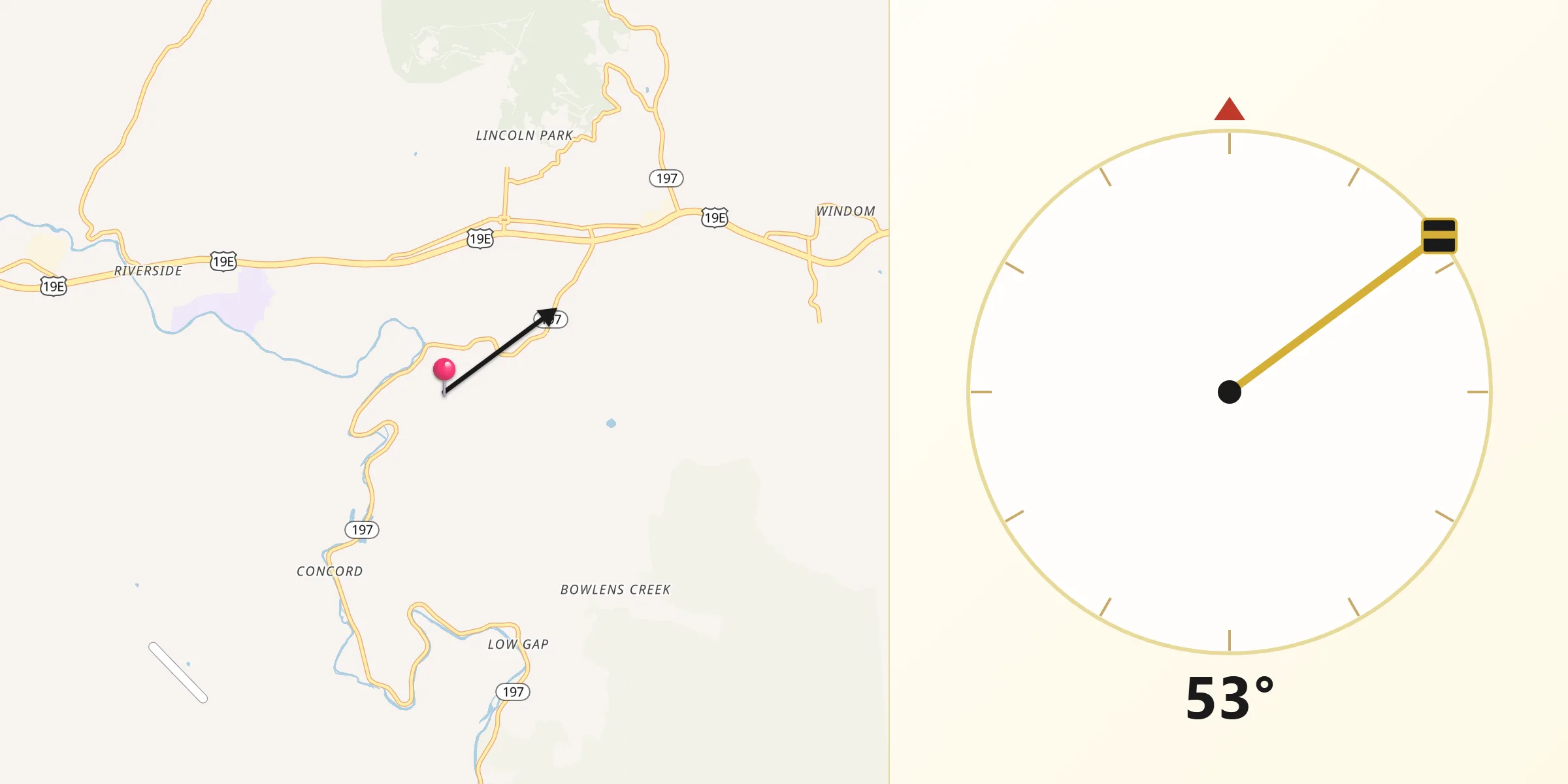 Qibla Direction from Yancey