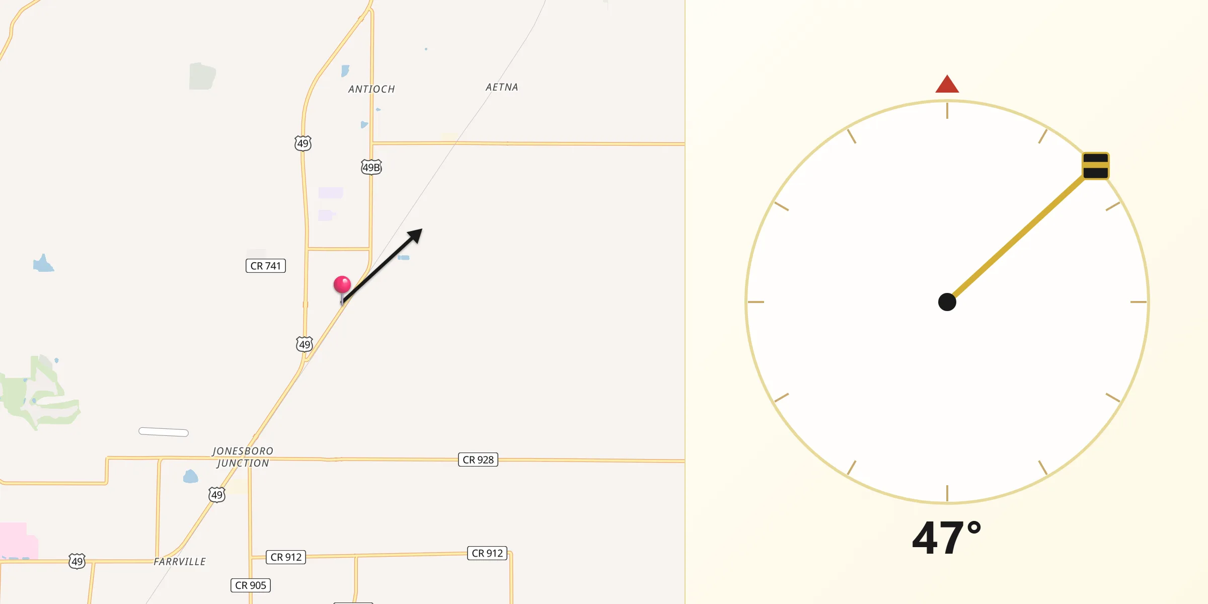 Qibla Direction from Brookland