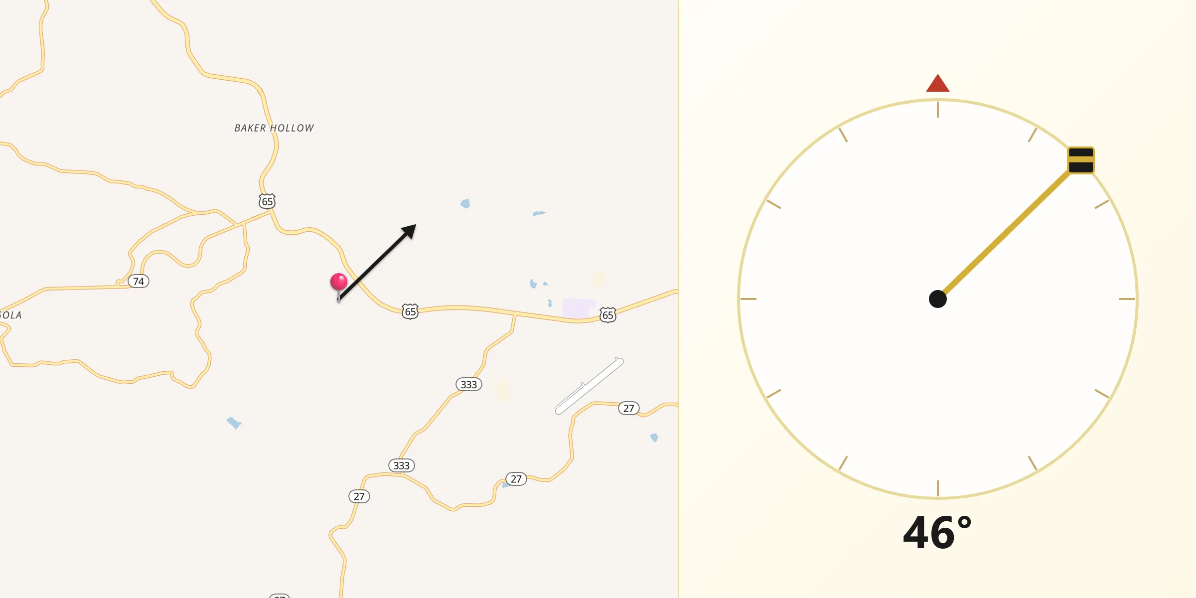 Qibla Direction from Searcy County