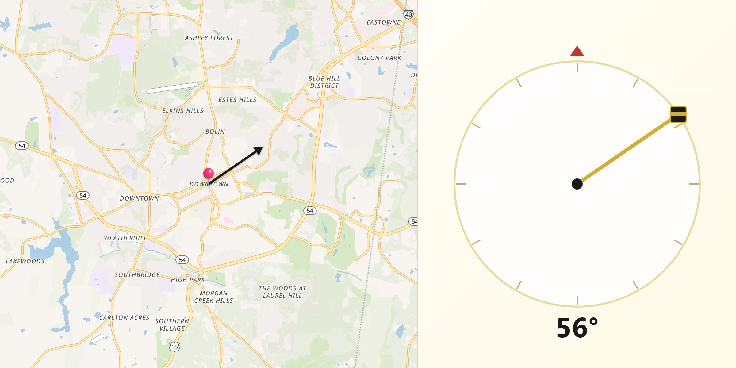 Qibla Direction from Chapel Hill