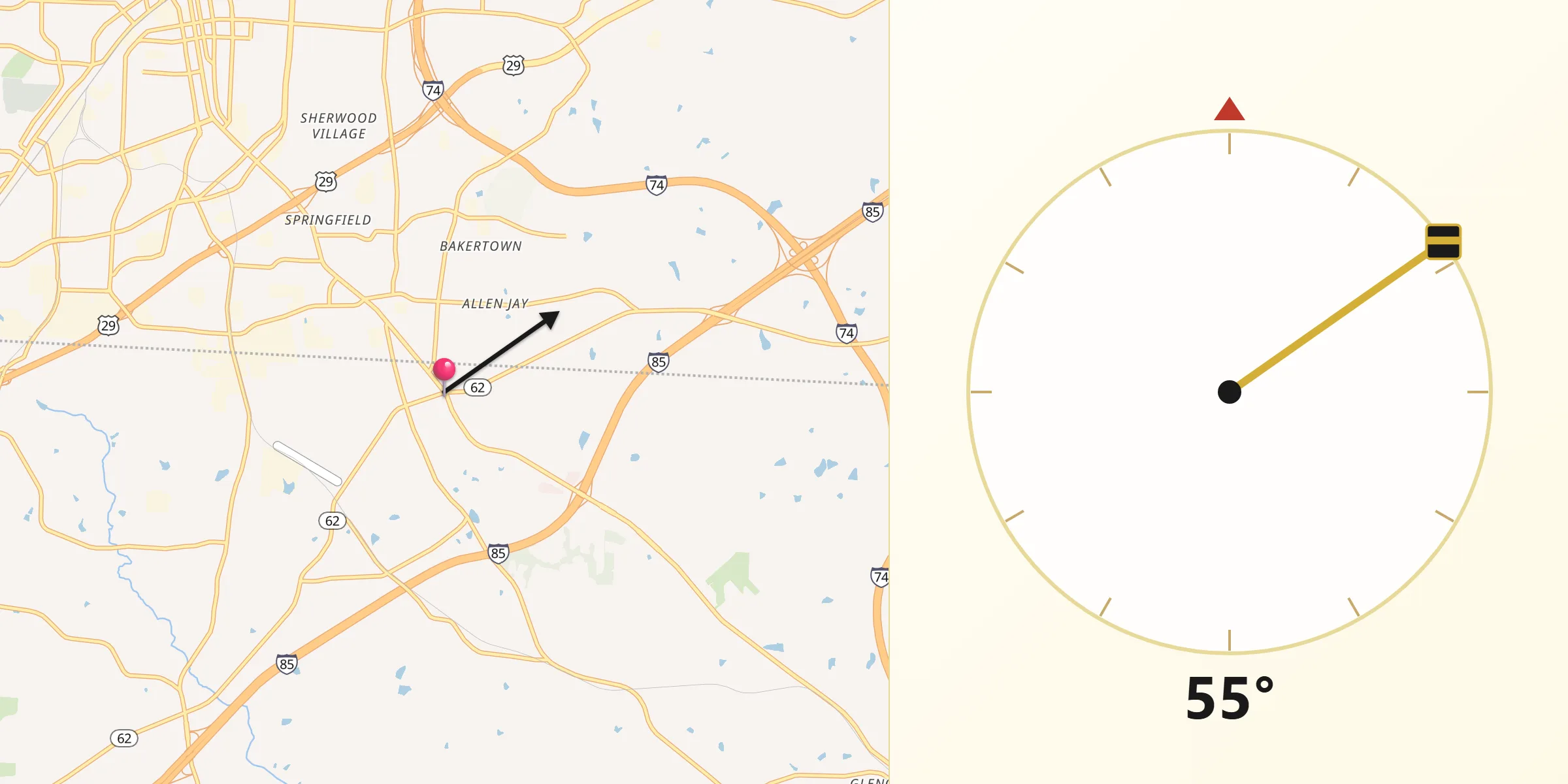 Qibla Direction from Archdale