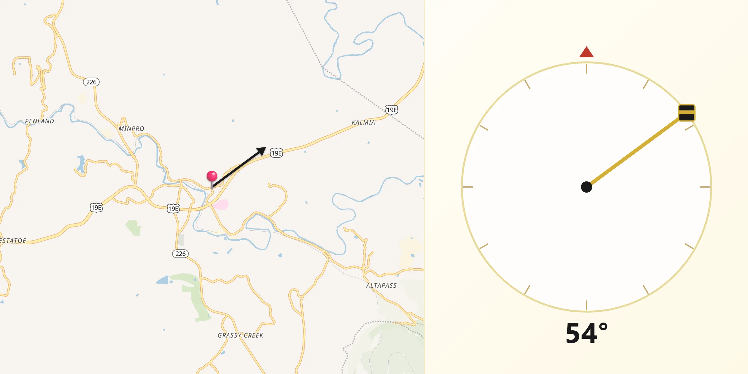Qibla Direction from Spruce Pine
