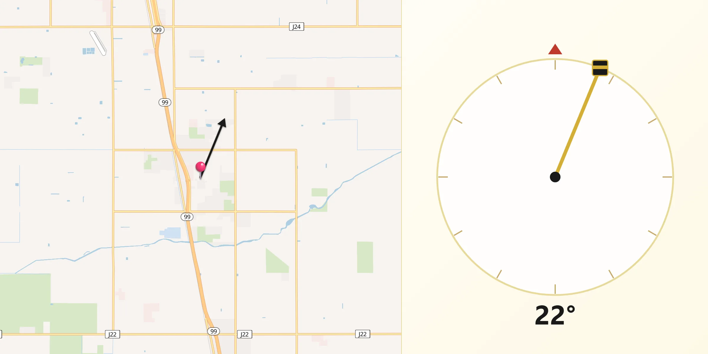 Qibla Direction from Teviston