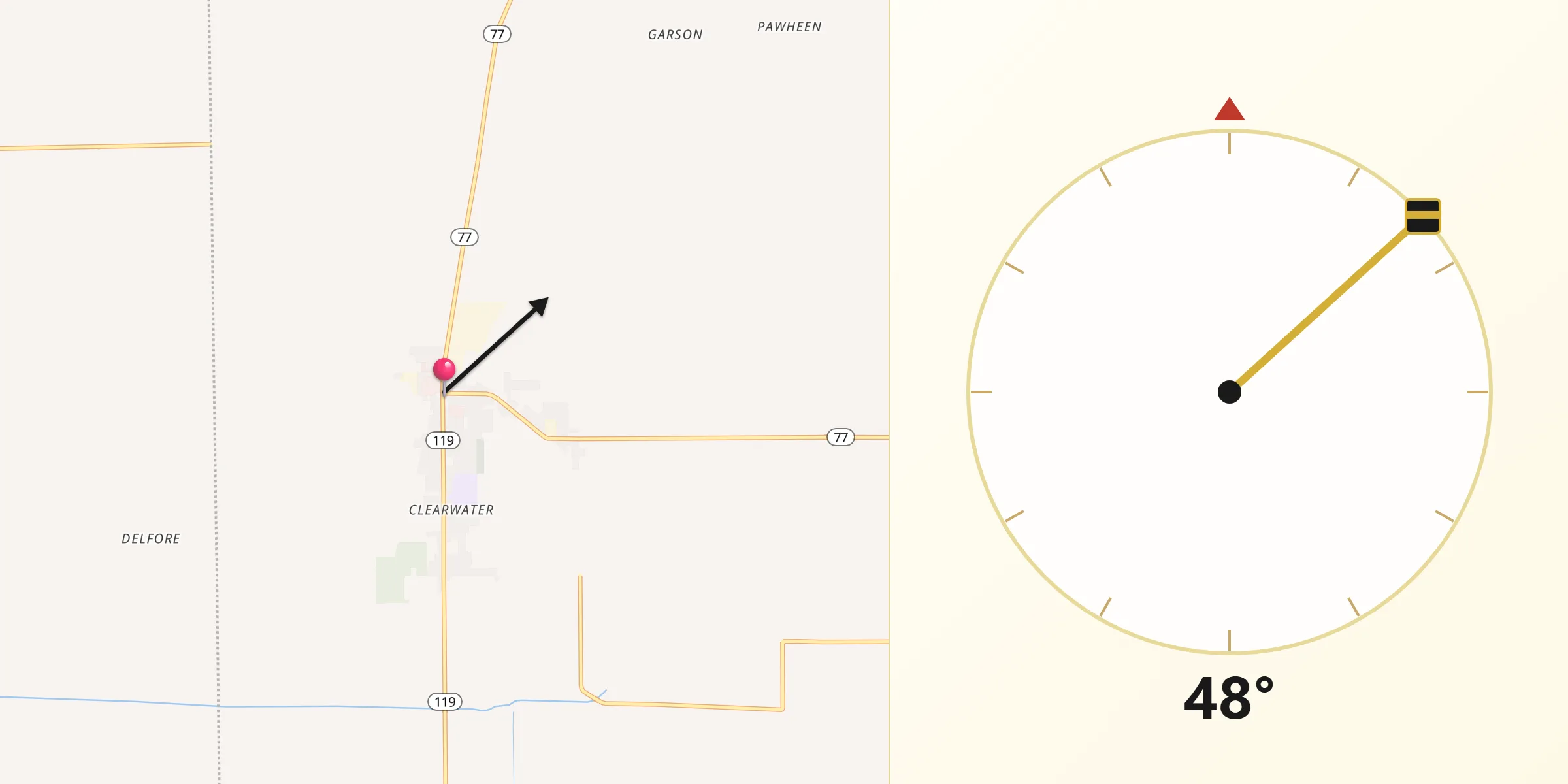 Qibla Direction from Leachville