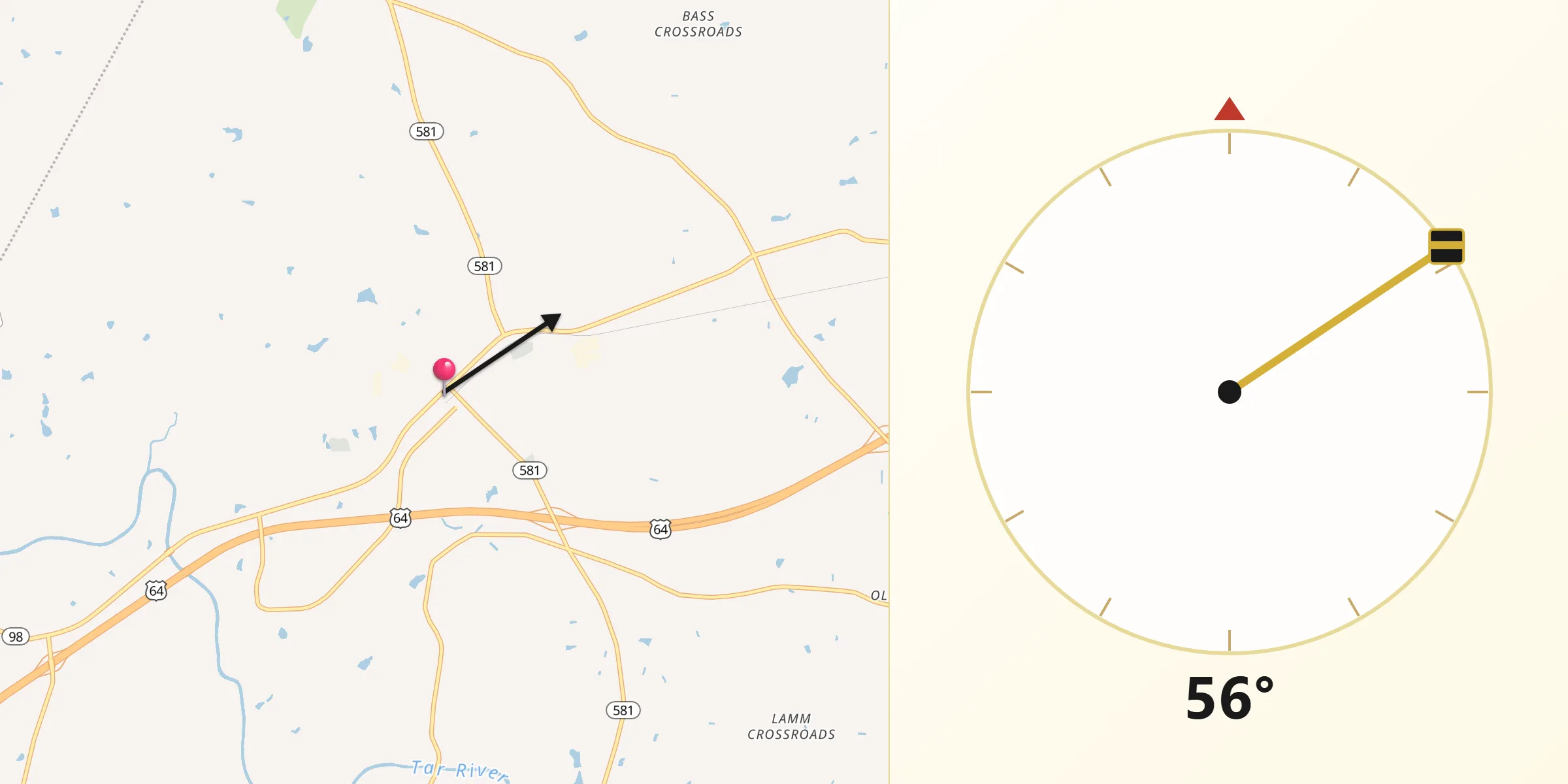 Qibla Direction from Spring Hope