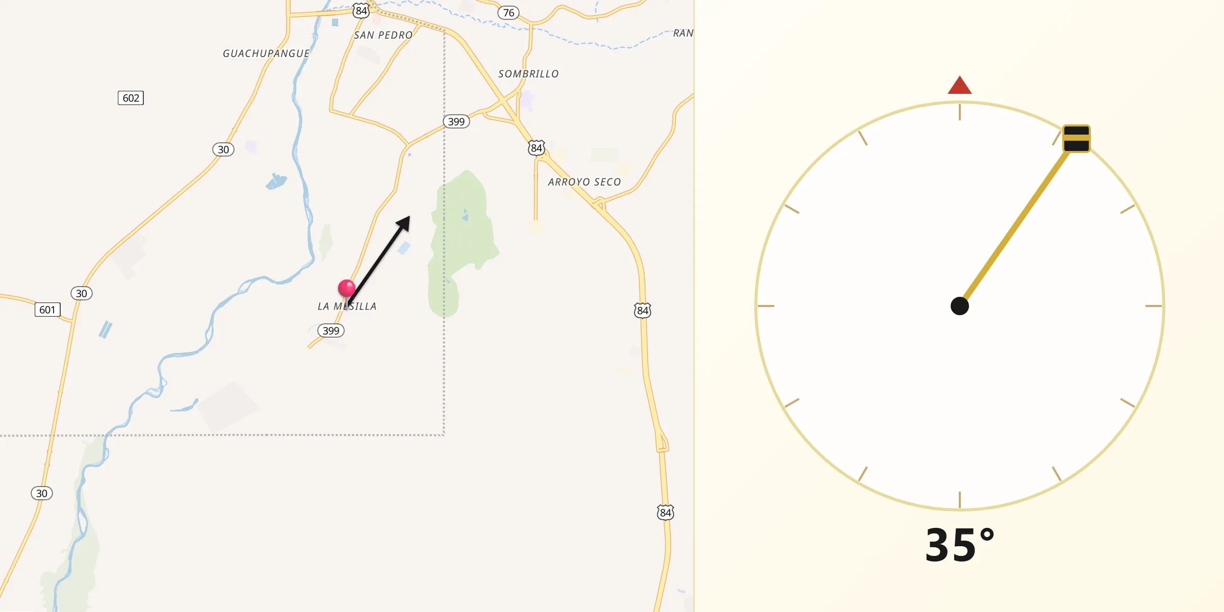 Qibla Direction from La Mesilla