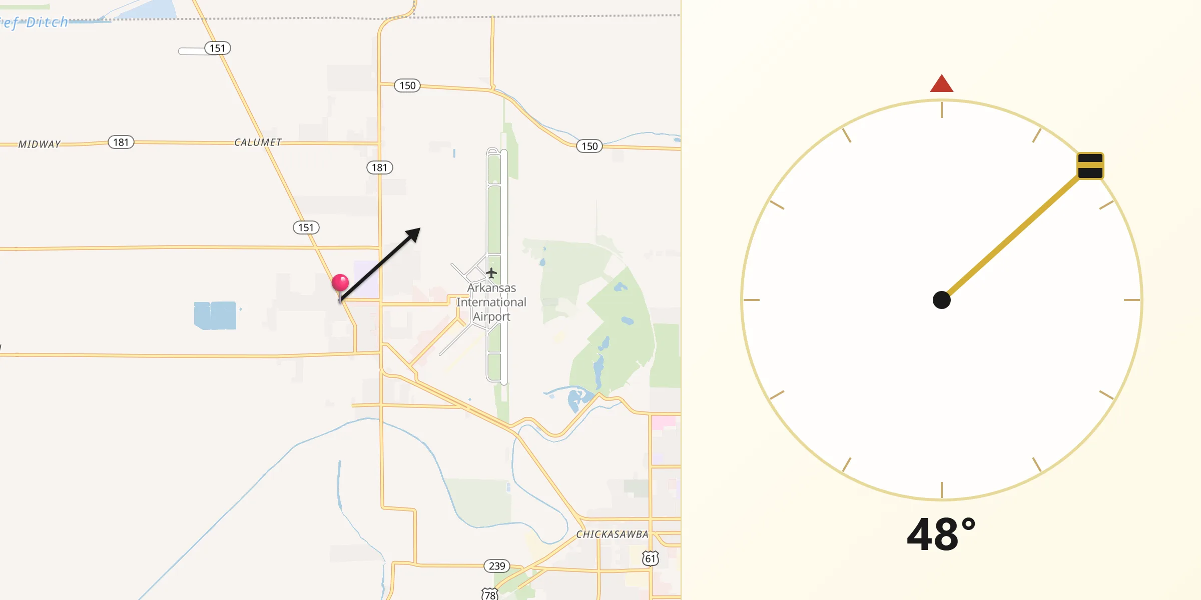 Qibla Direction from Gosnell