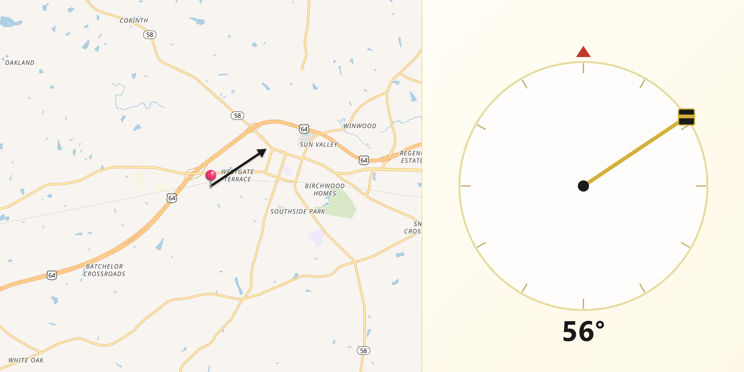 Qibla Direction from Nash