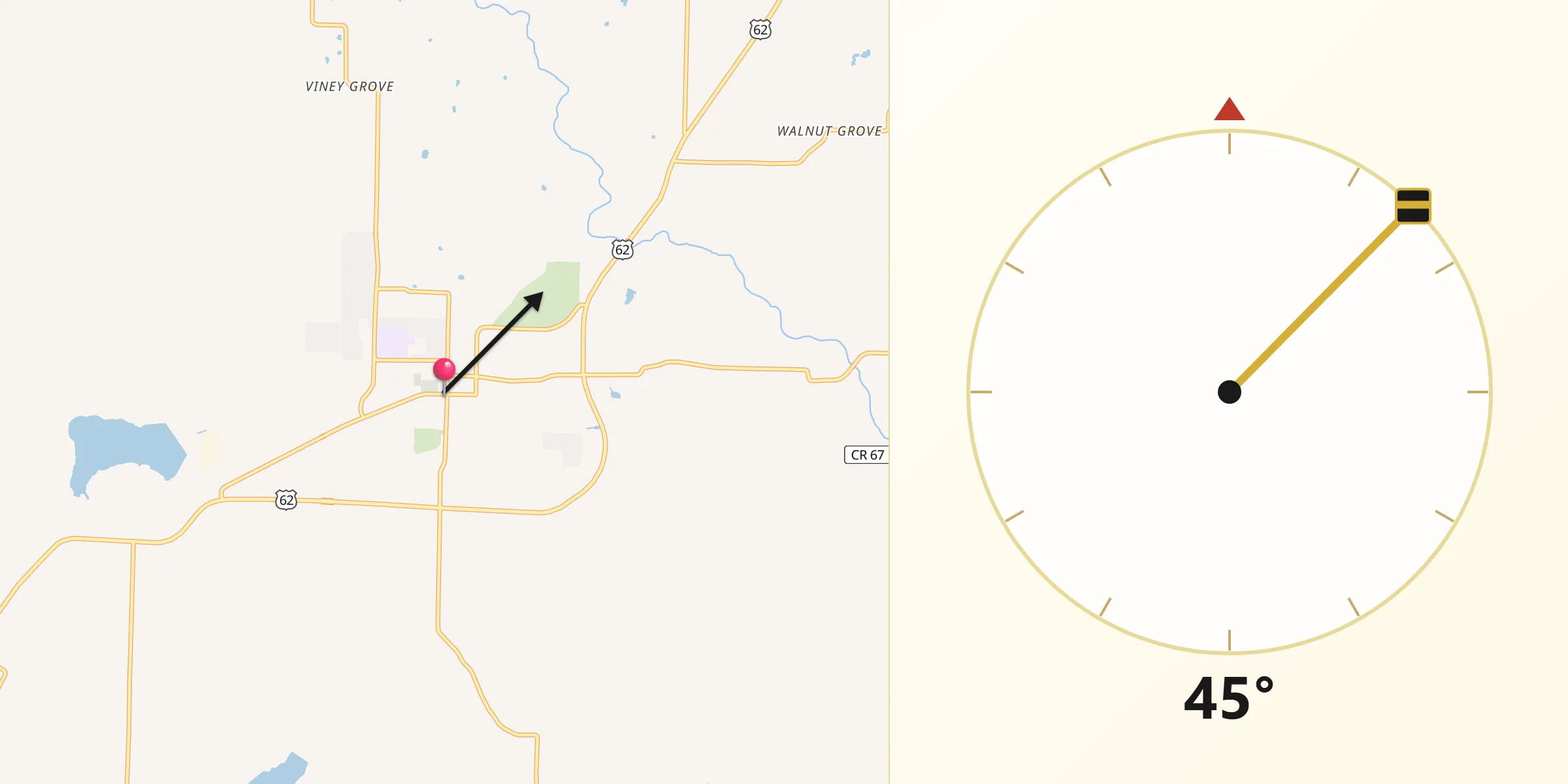 Qibla Direction from Prairie Grove