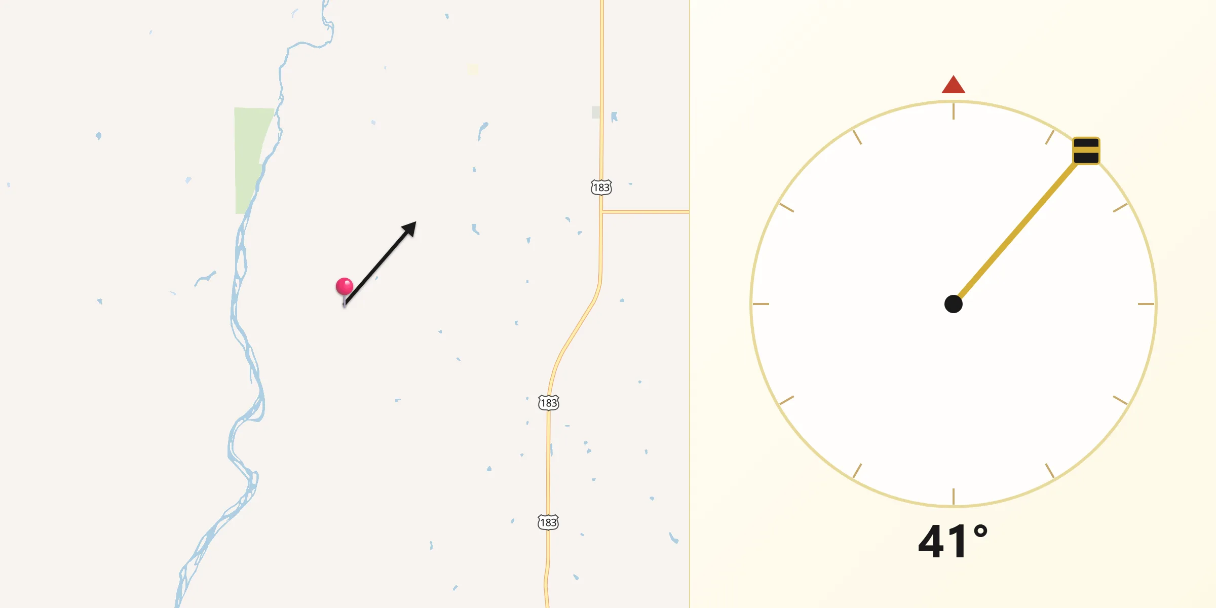 Qibla Direction from Dewey County