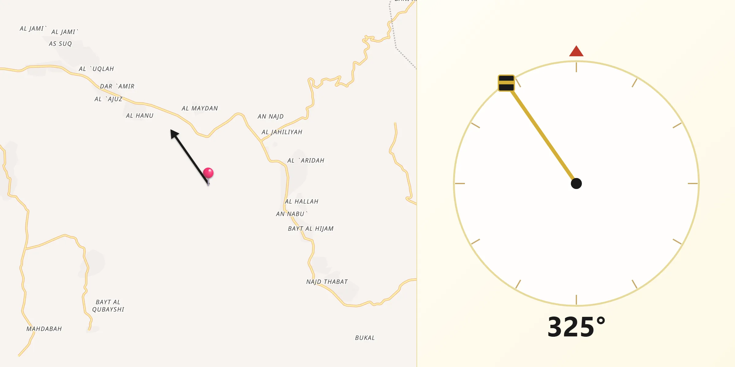Direction vers la Qibla depuis Jeumont