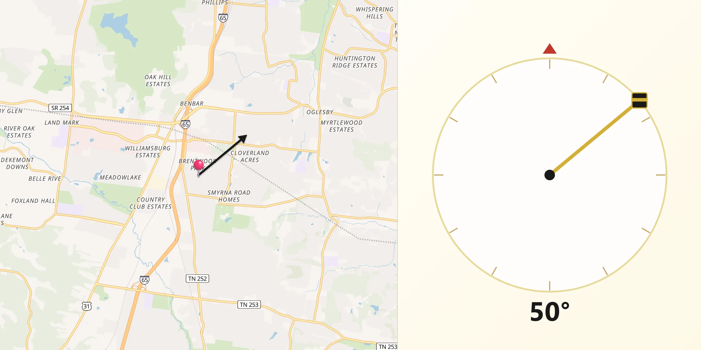 Qibla Direction from Brentwood Estates