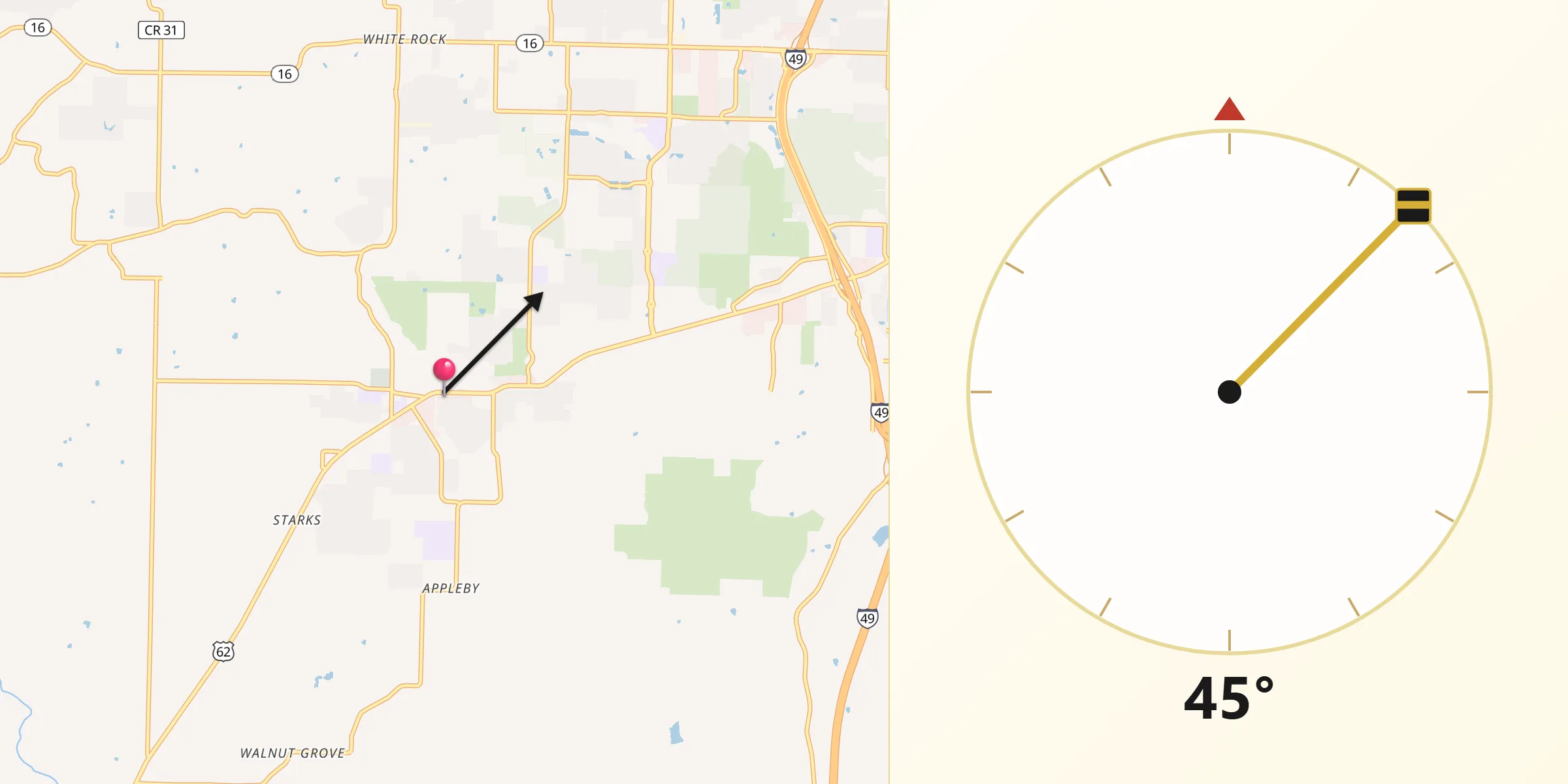 Qibla Direction from Farmington