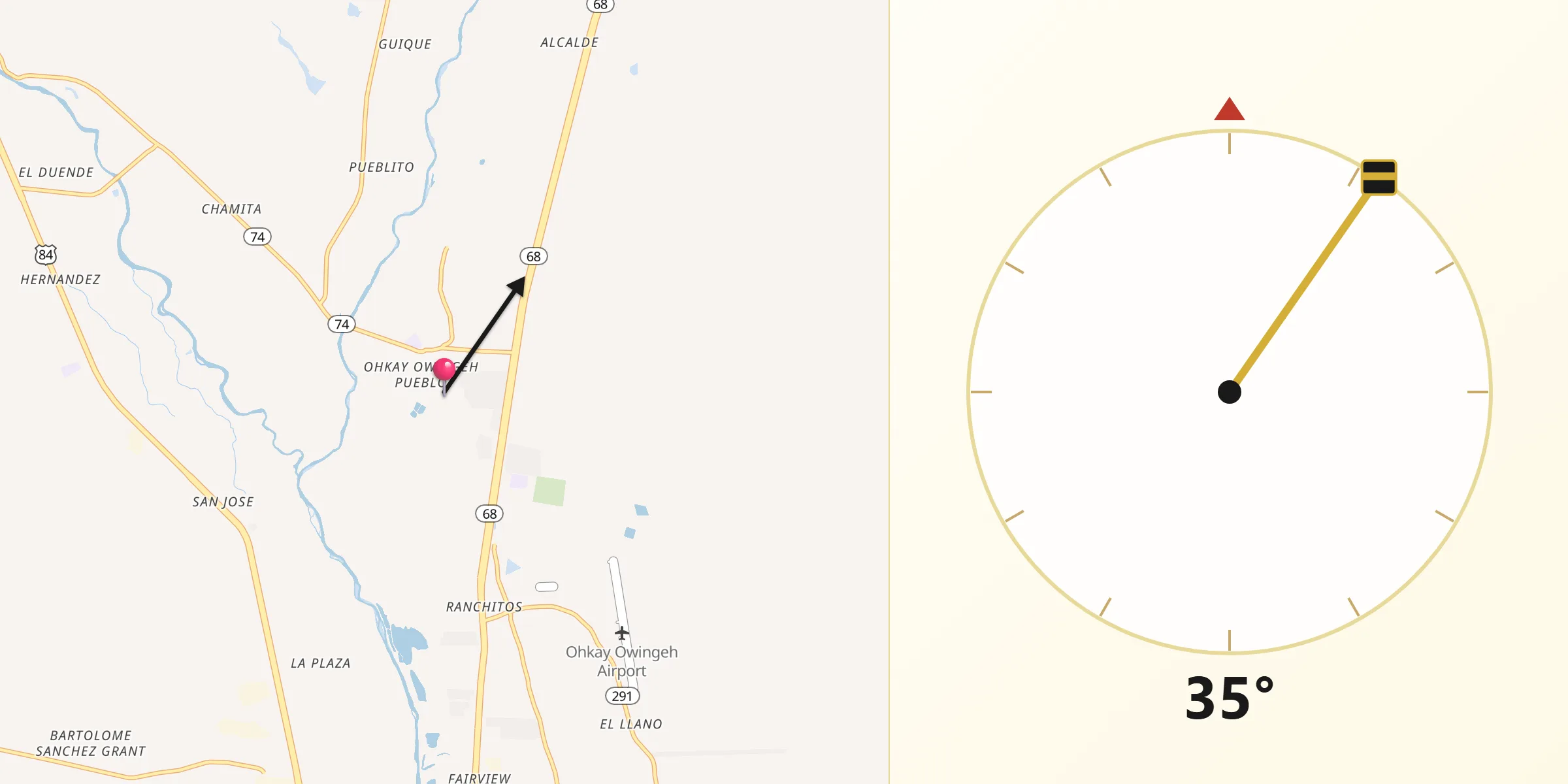 Qibla Direction from Ohkay Owingeh