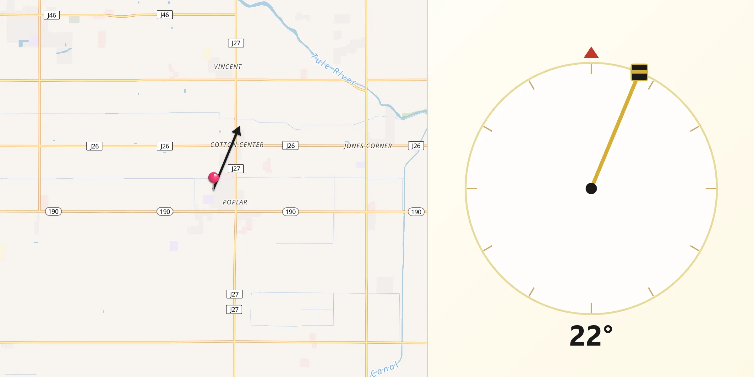 Qibla Direction from Poplar-Cotton Center