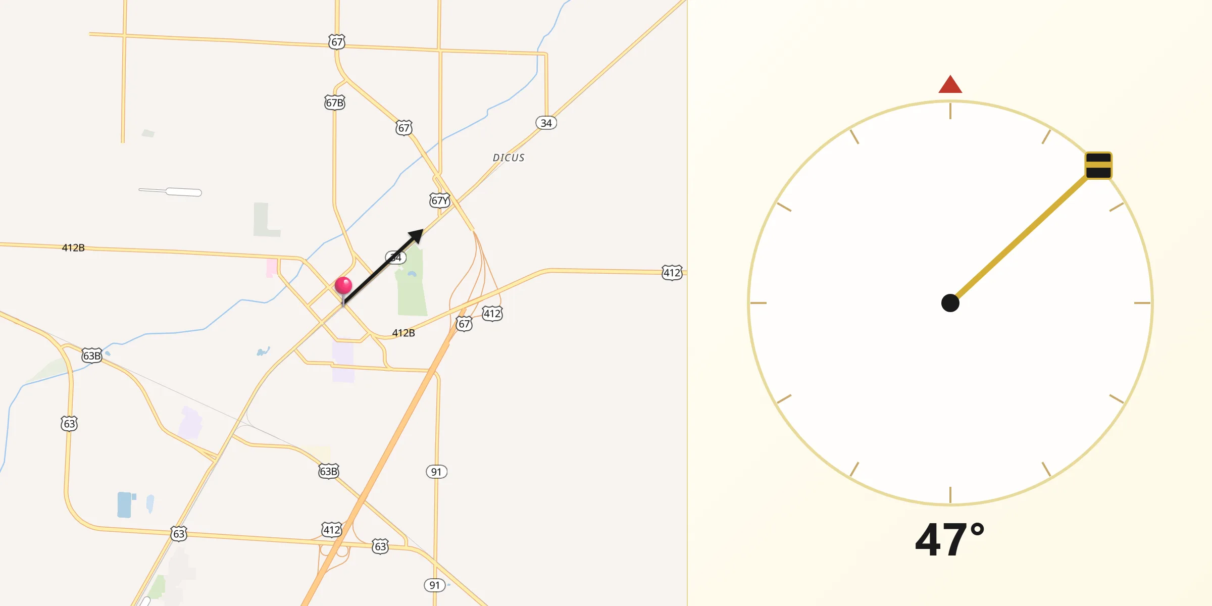 Qibla Direction from Walnut Ridge