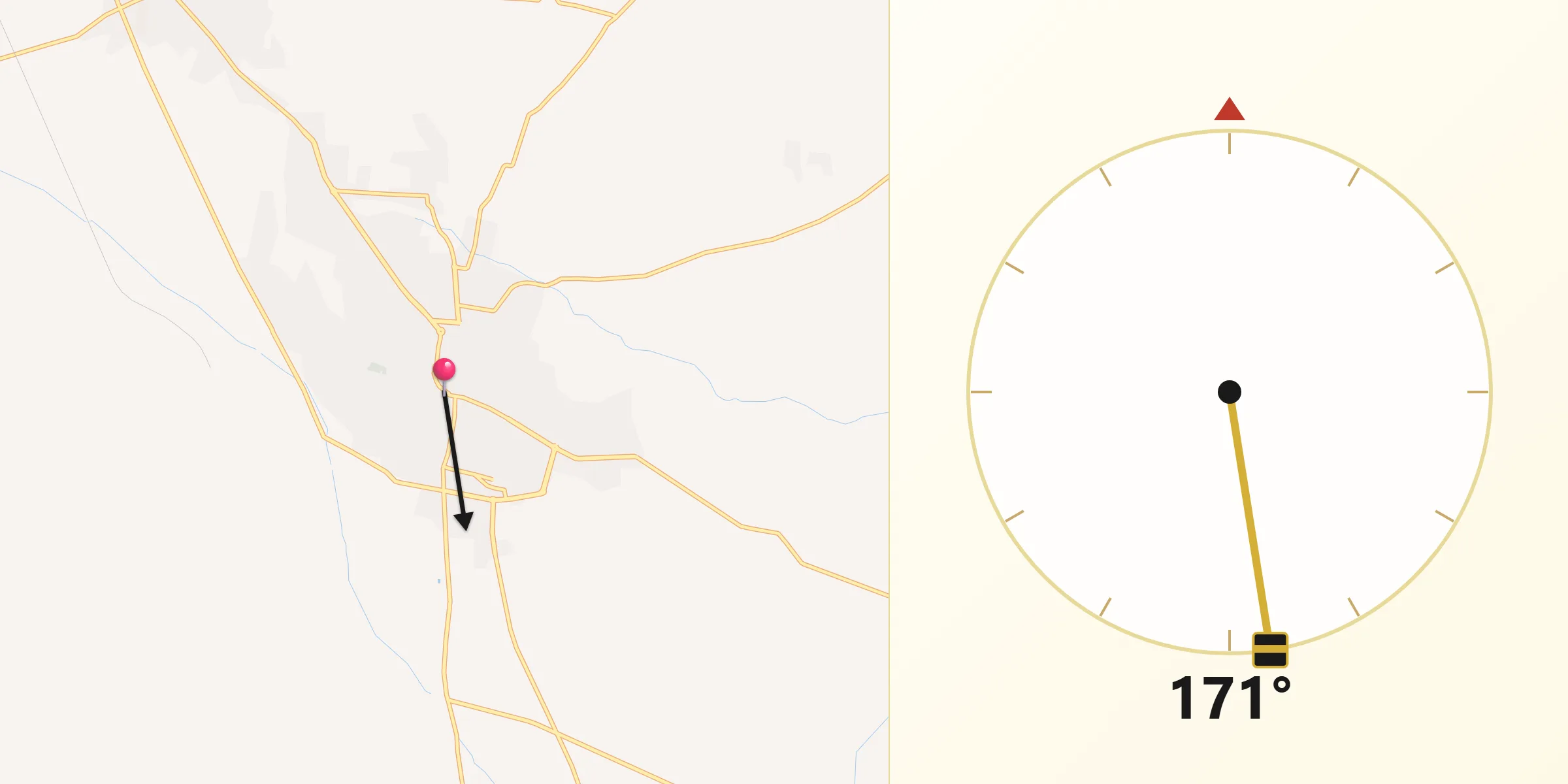 Direction vers la Qibla depuis As Safīrah