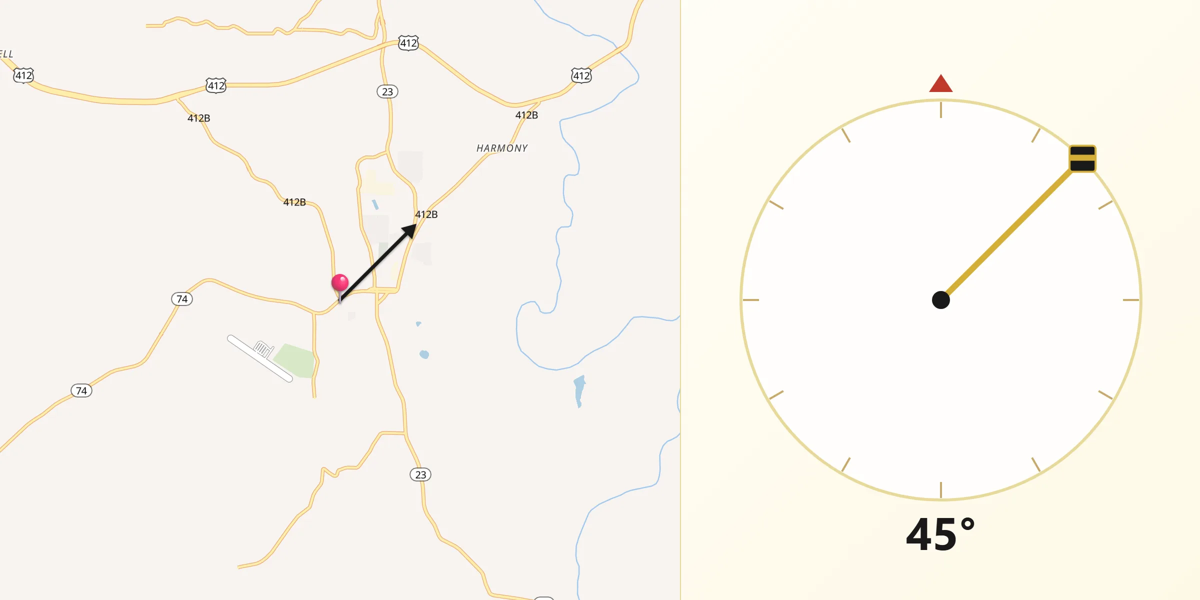 Dirección de la Qibla desde Huntsville