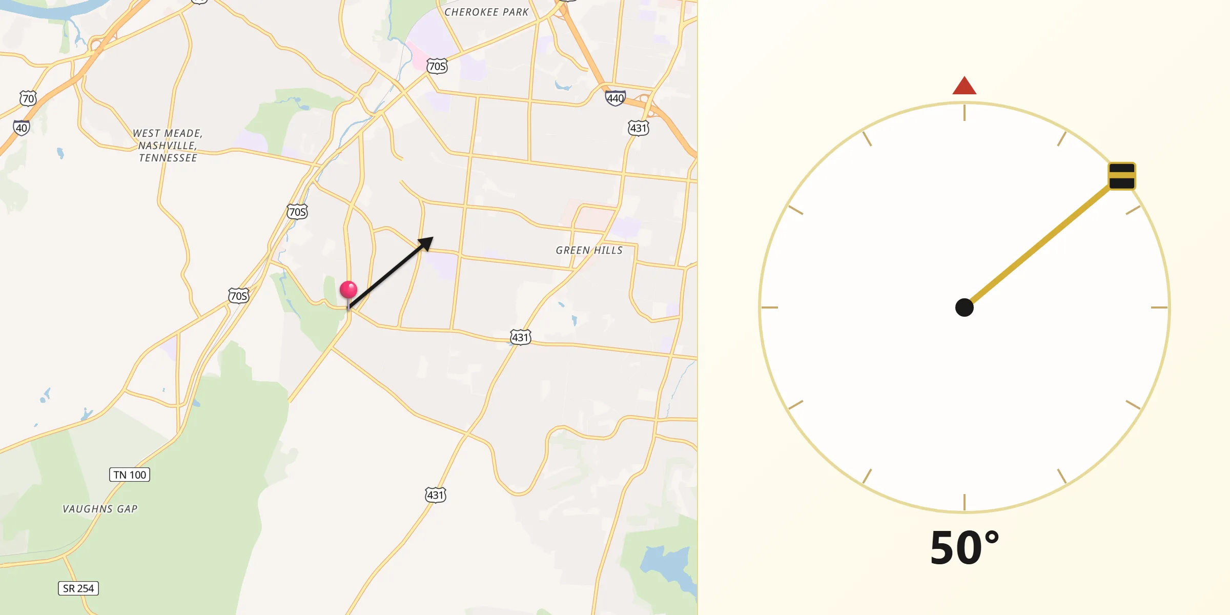 Qibla Direction from Belle Meade