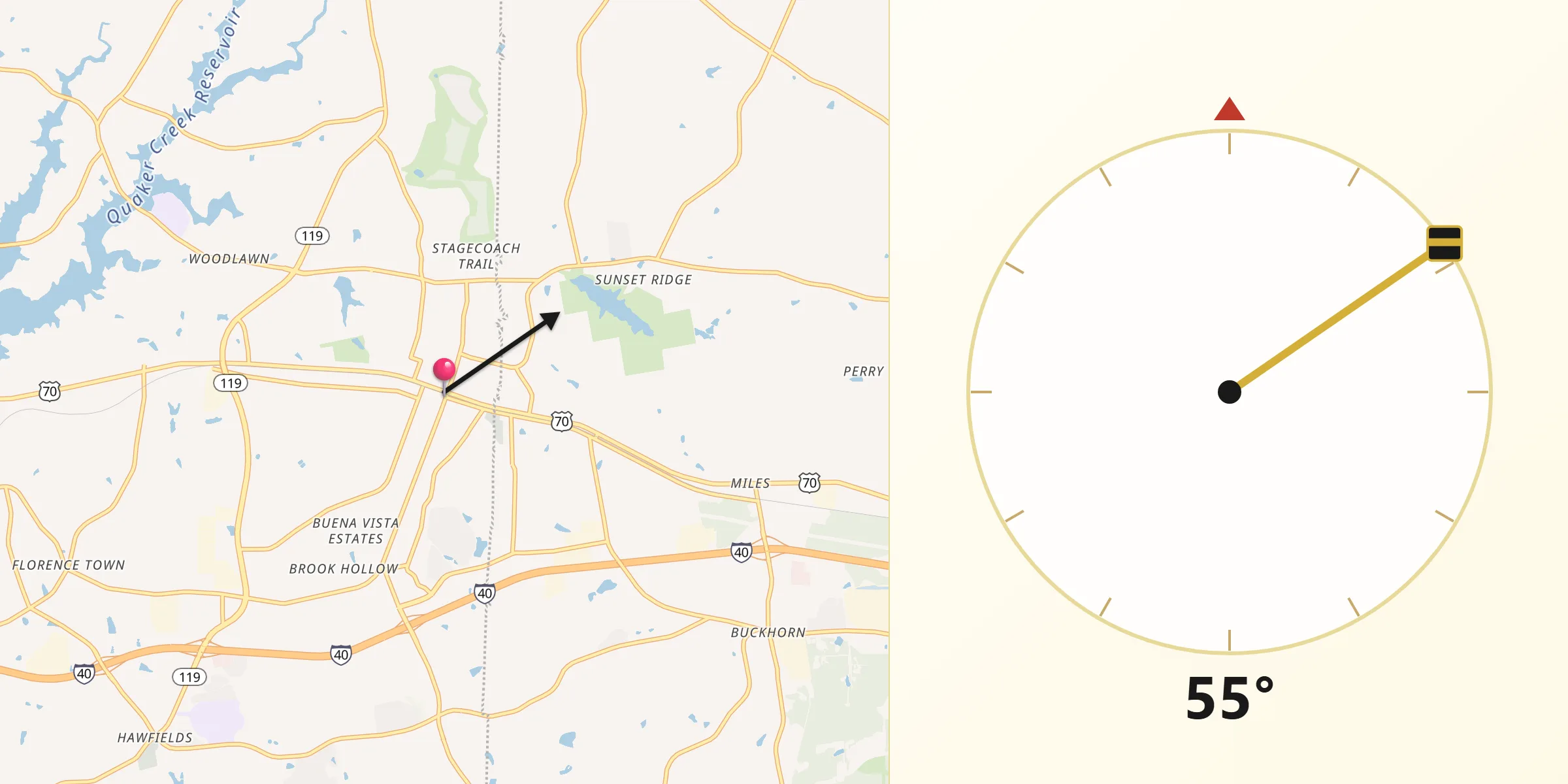 Qibla Direction from Mebane