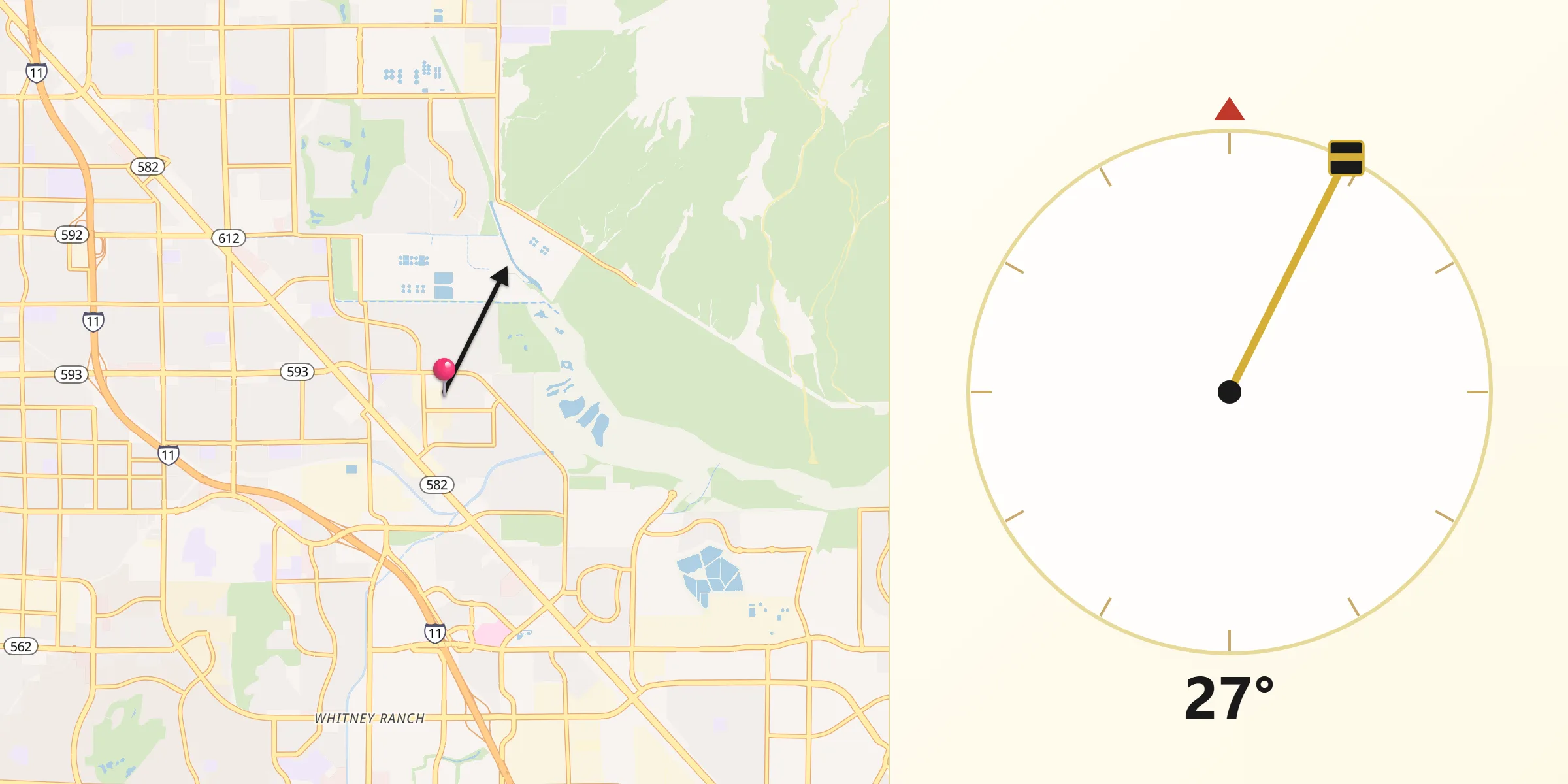 Qibla Direction from Whitney