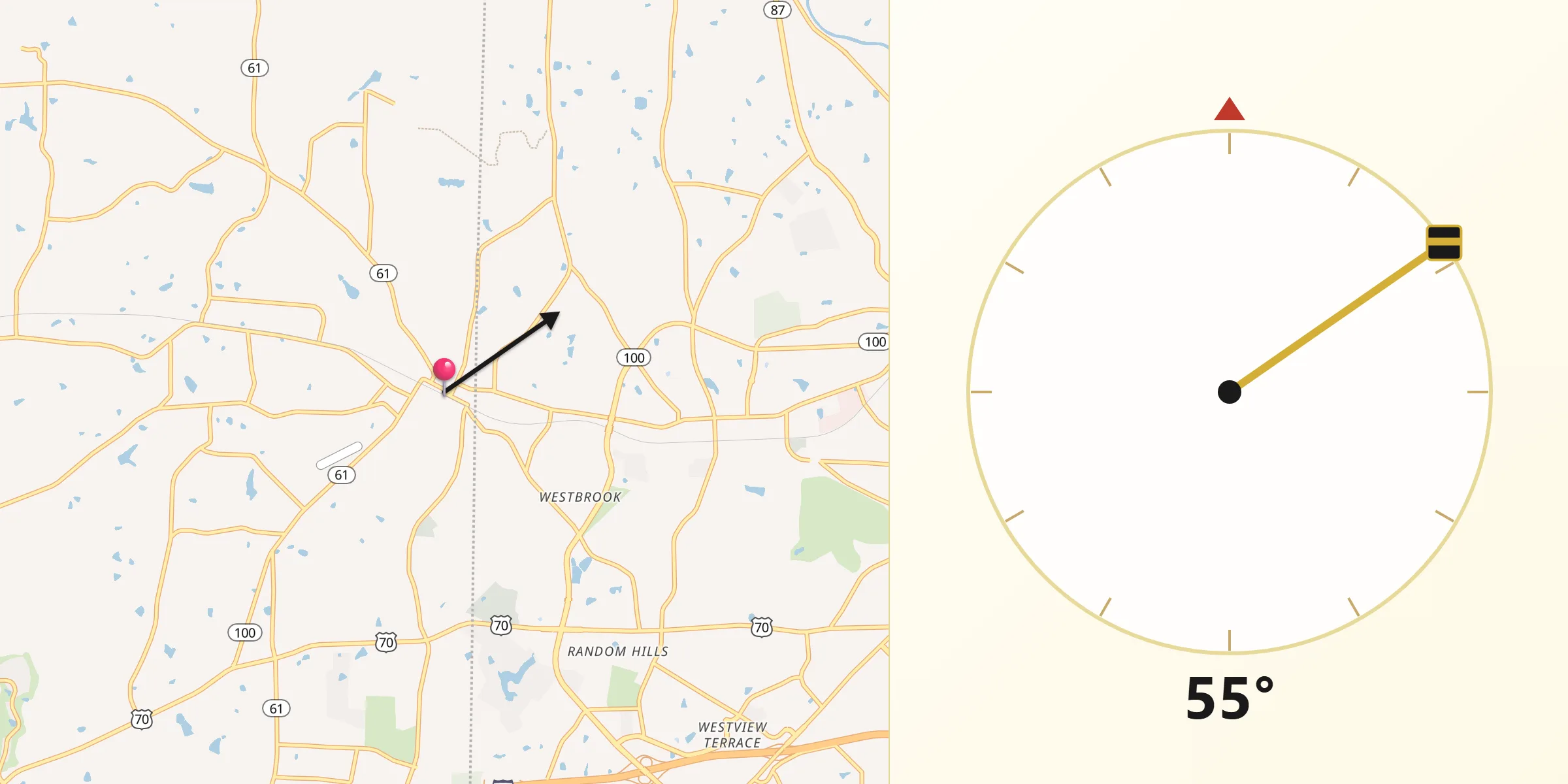Qibla Direction from Gibsonville