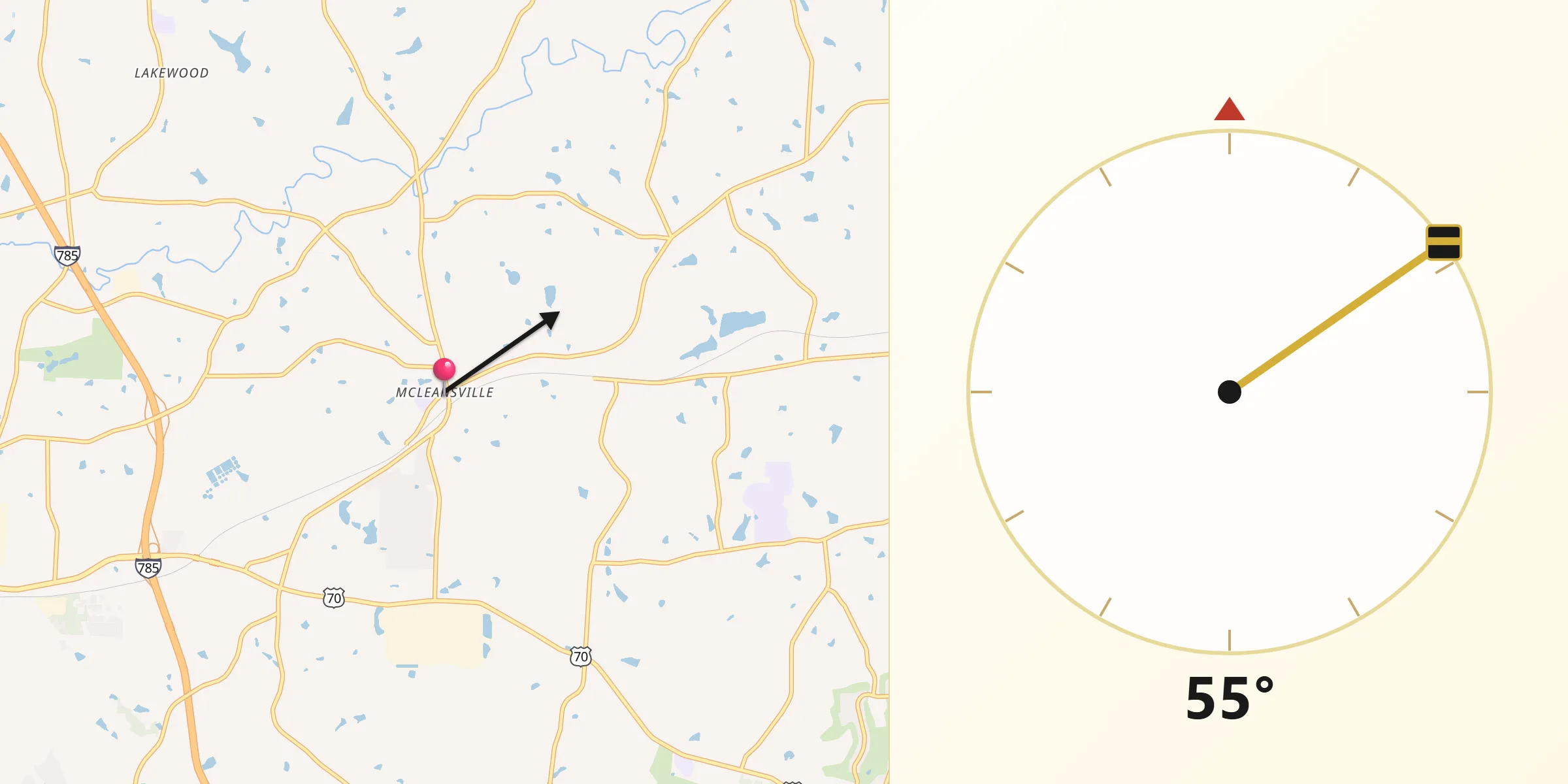 Qibla Direction from McLeansville